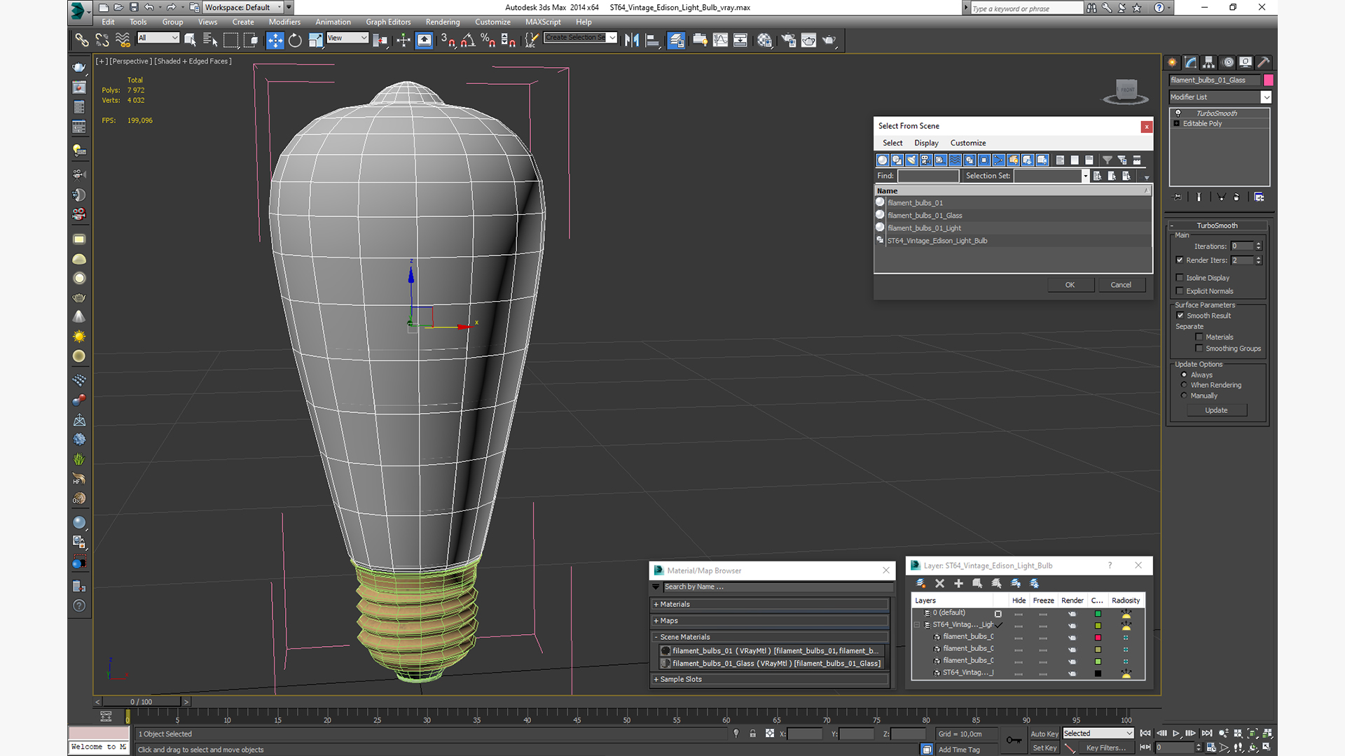 3D model ST64 Vintage Edison Light Bulb