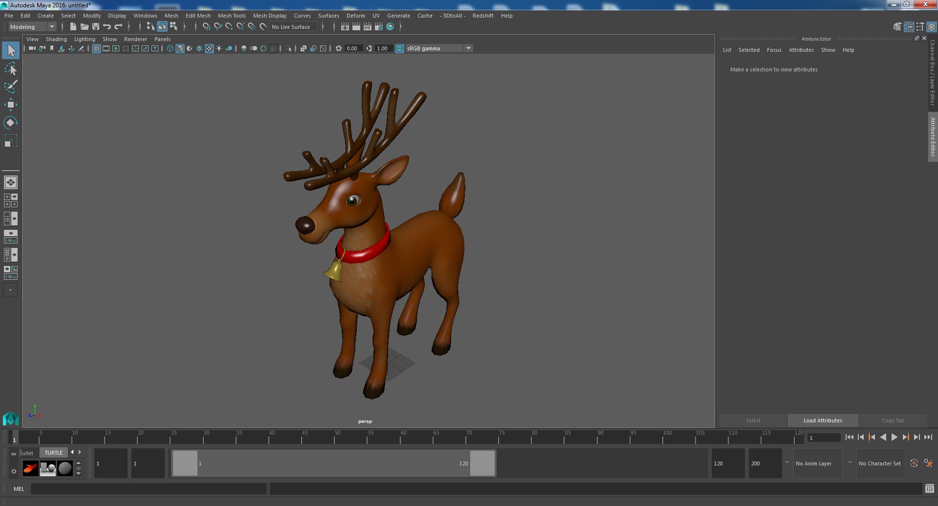Christmas Reindeer Cartoon Basic Pose 3D