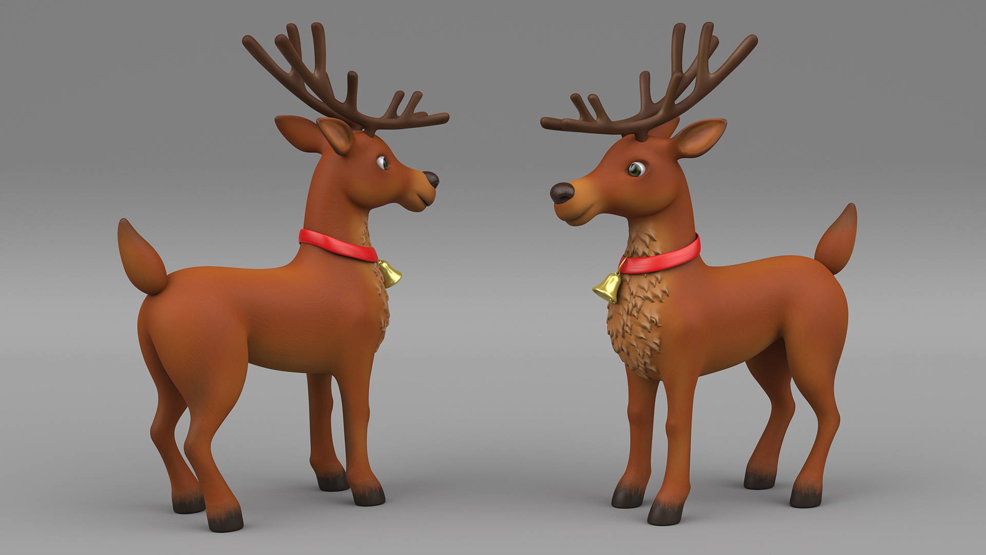 Christmas Reindeer Cartoon Basic Pose 3D