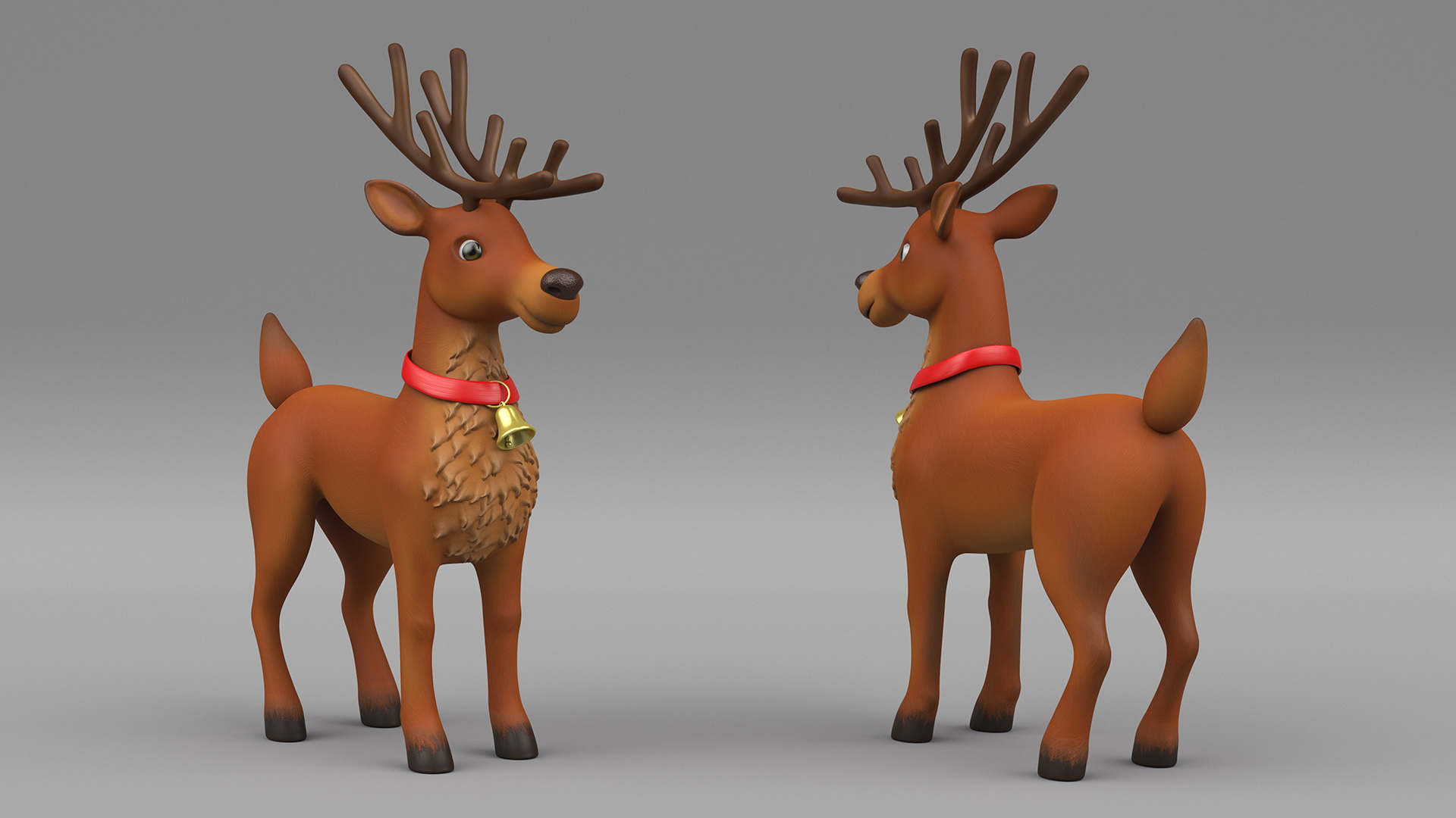 Christmas Reindeer Cartoon Basic Pose 3D