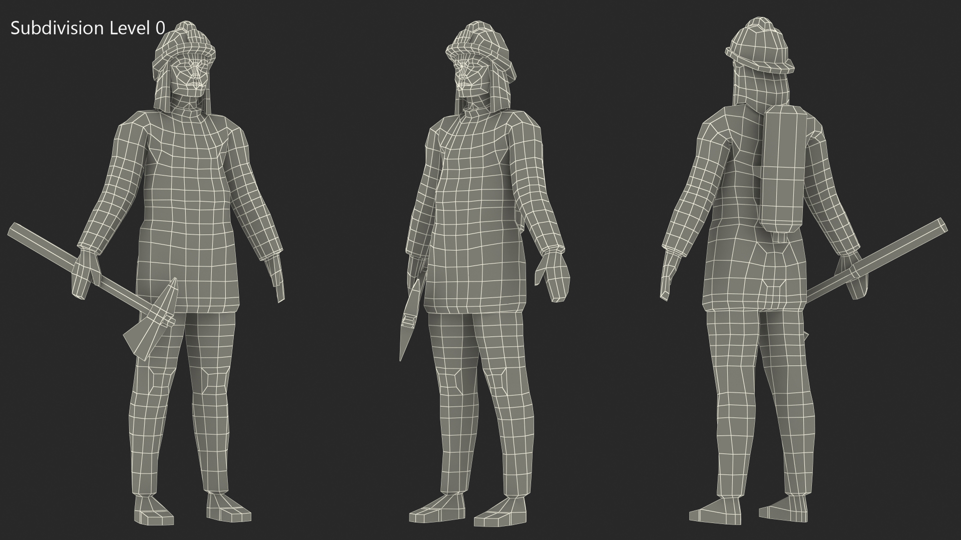 3D model Low Poly Firefighter