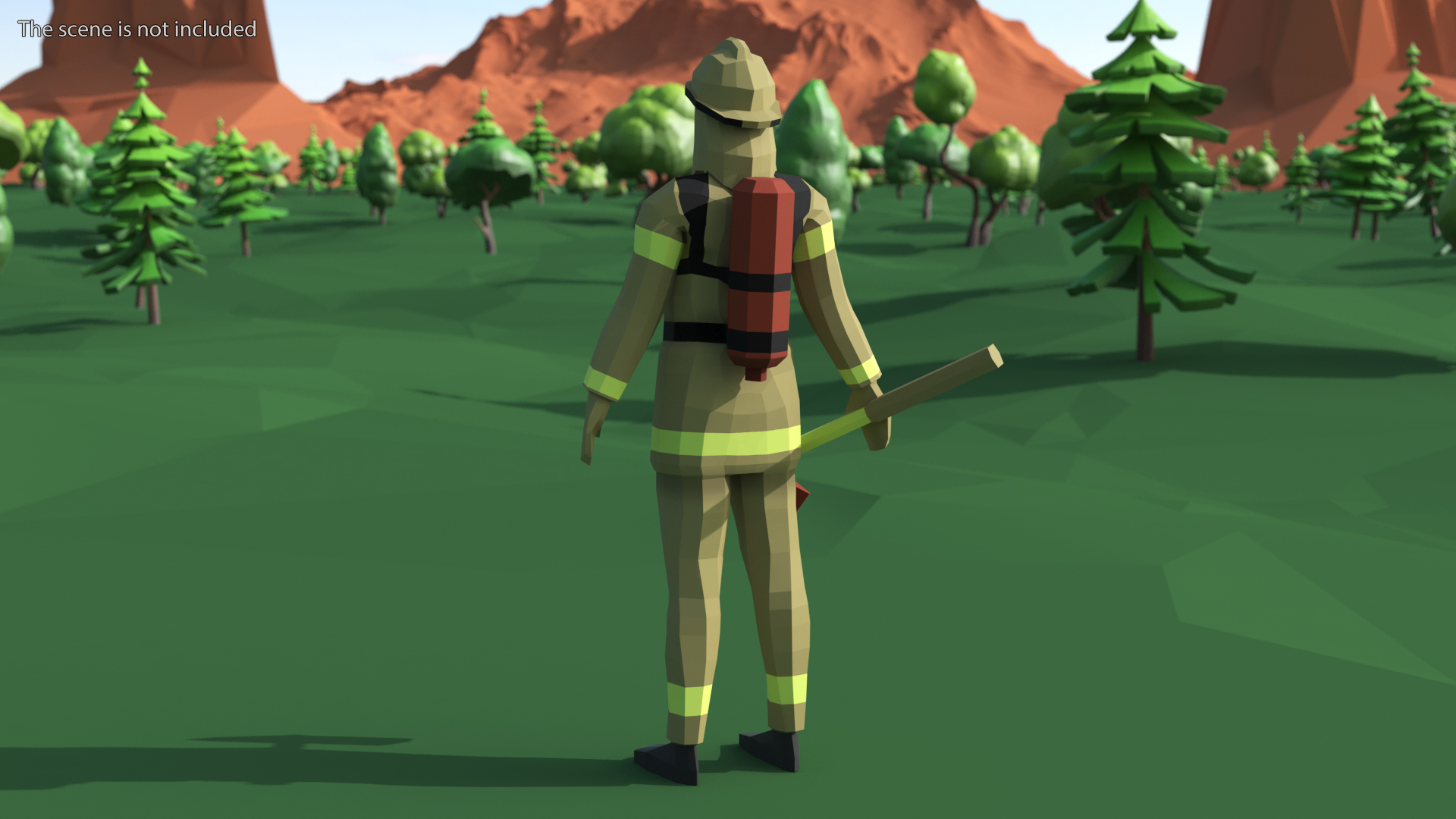 3D model Low Poly Firefighter
