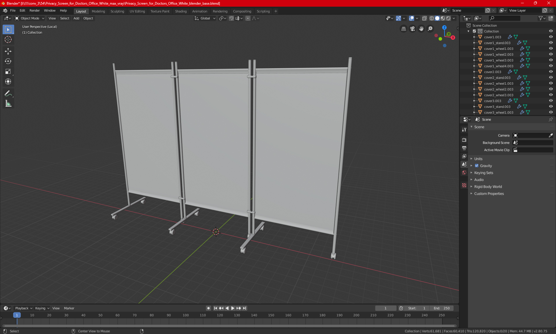 Privacy Screen for Doctors Office White 3D model