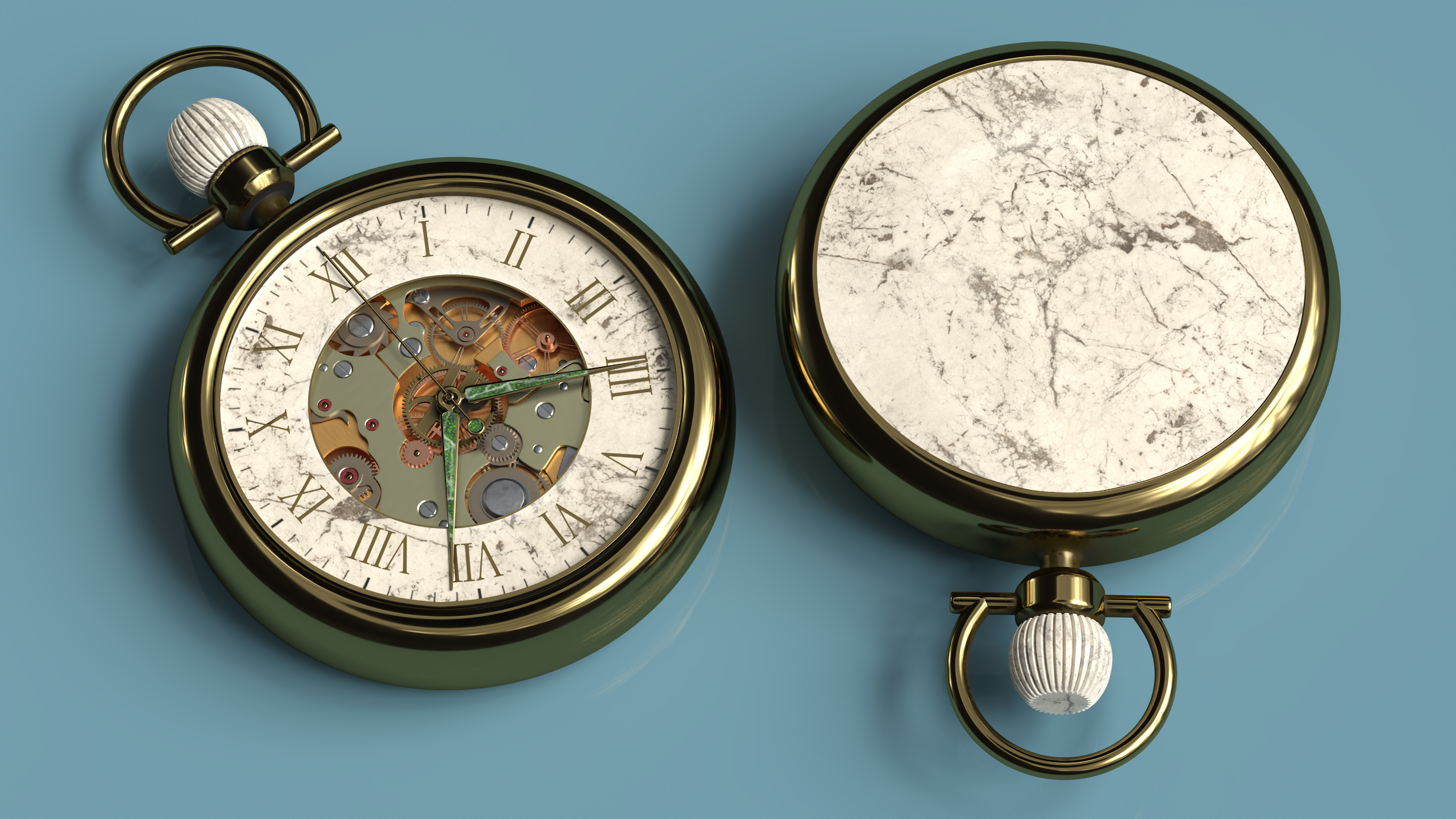 3D model Inlay Antique Pocket Watch Animated