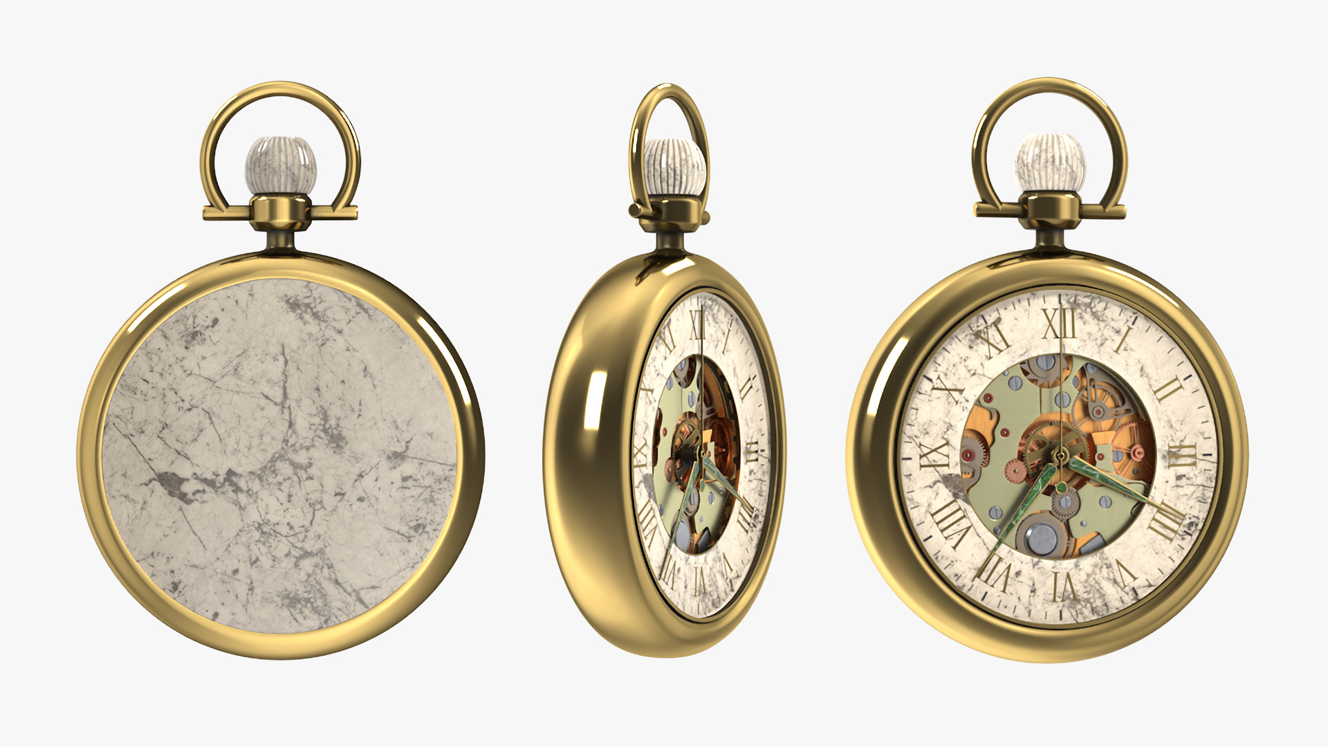 3D model Inlay Antique Pocket Watch Animated