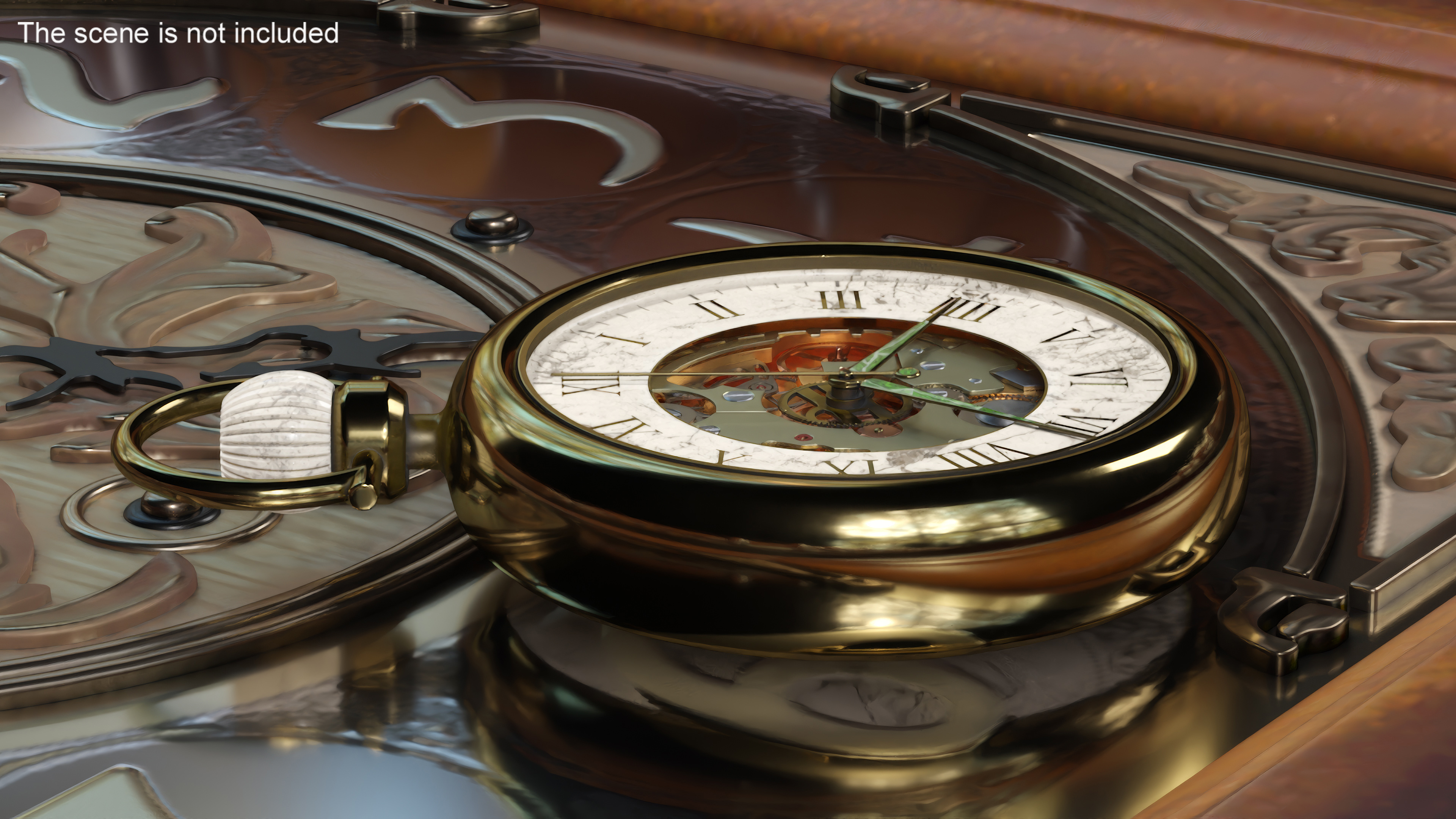 3D model Inlay Antique Pocket Watch Animated