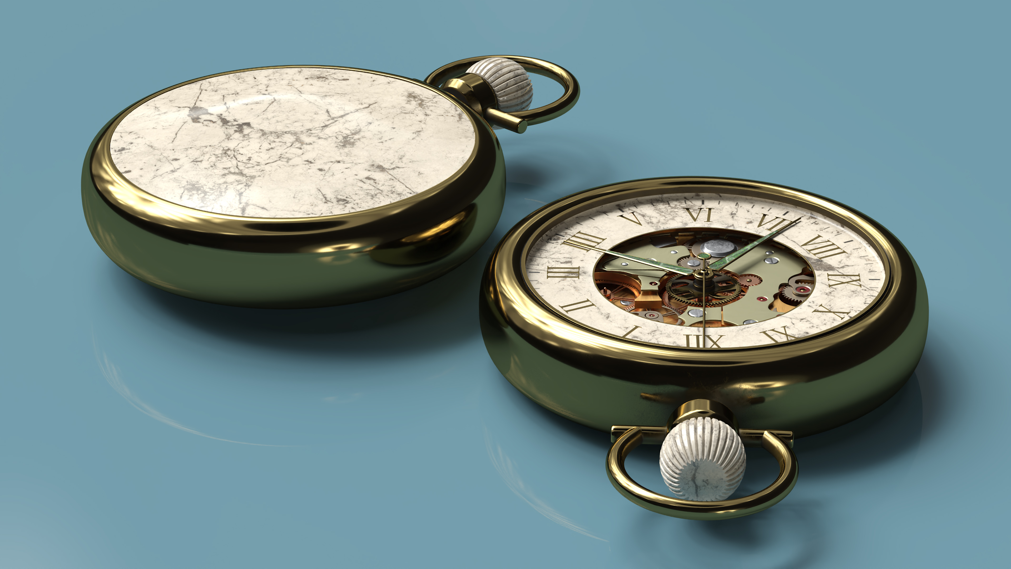 3D model Inlay Antique Pocket Watch Animated
