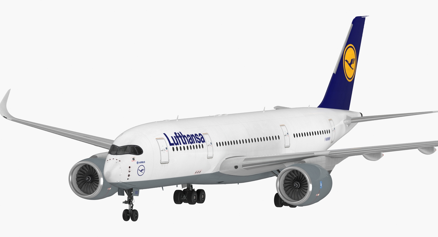 Airbus A350 800 Lufthansa Rigged 3D