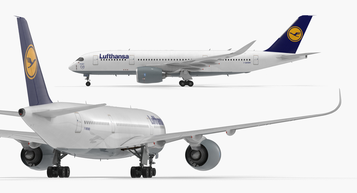 Airbus A350 800 Lufthansa Rigged 3D