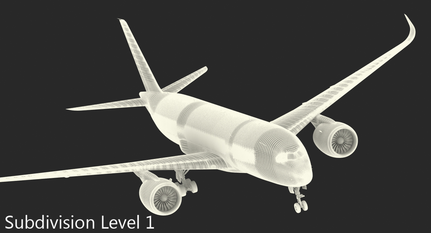 Airbus A350 800 Lufthansa Rigged 3D