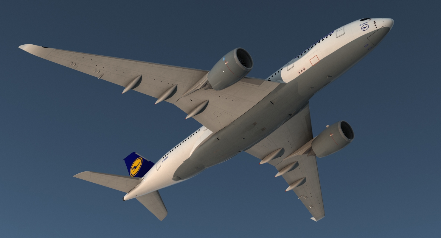 Airbus A350 800 Lufthansa Rigged 3D