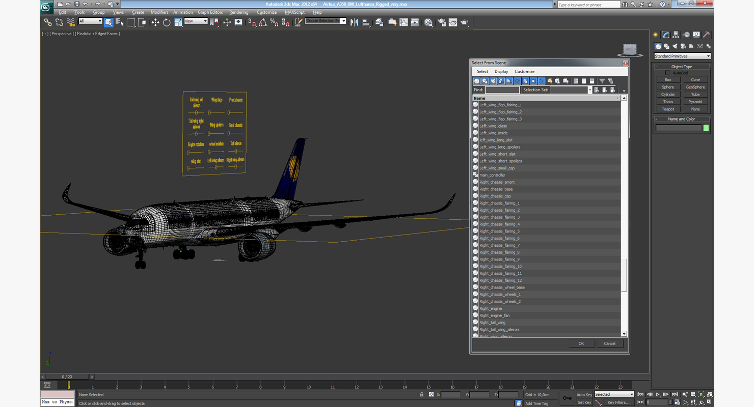 Airbus A350 800 Lufthansa Rigged 3D