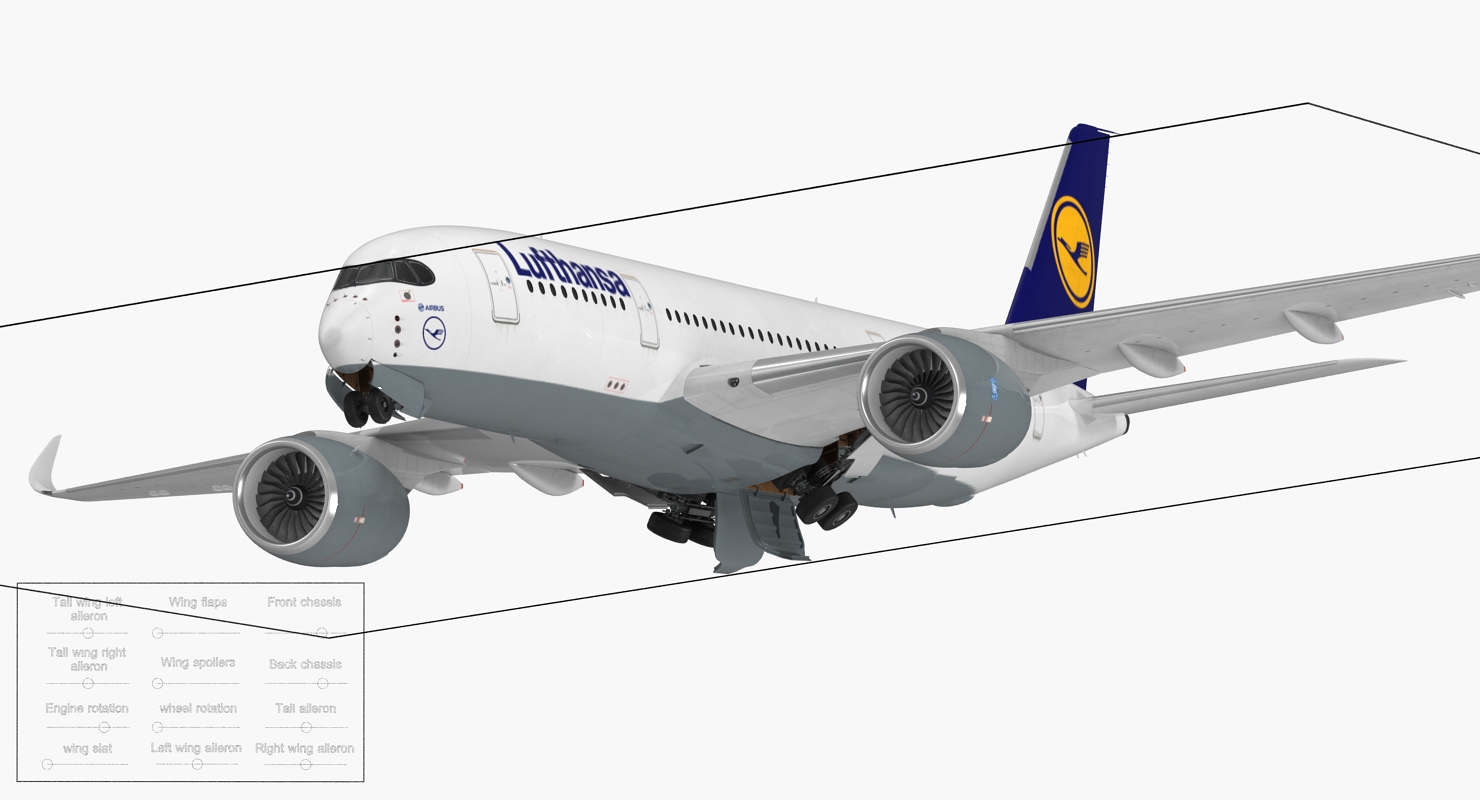 Airbus A350 800 Lufthansa Rigged 3D