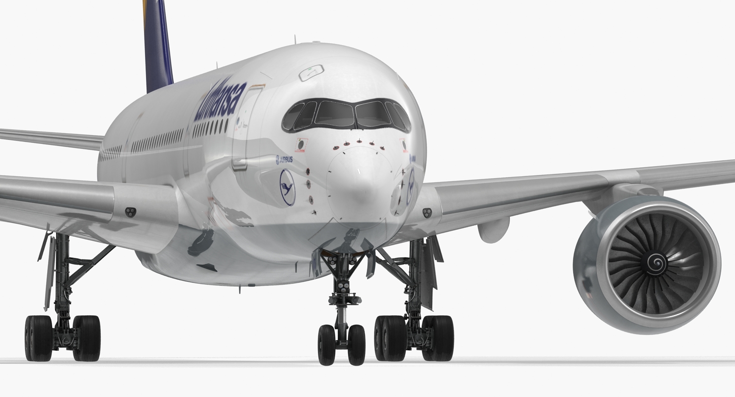 Airbus A350 800 Lufthansa Rigged 3D