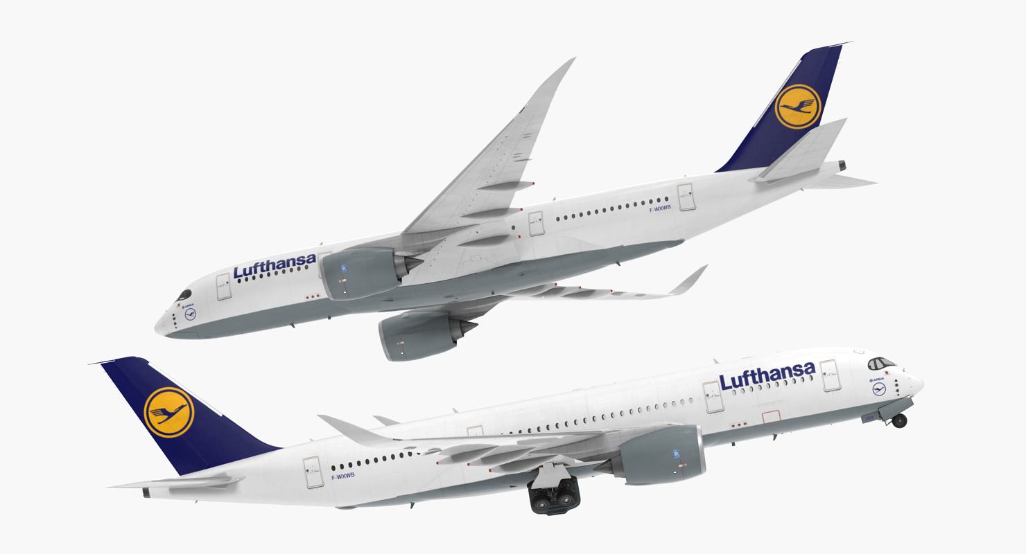 Airbus A350 800 Lufthansa Rigged 3D