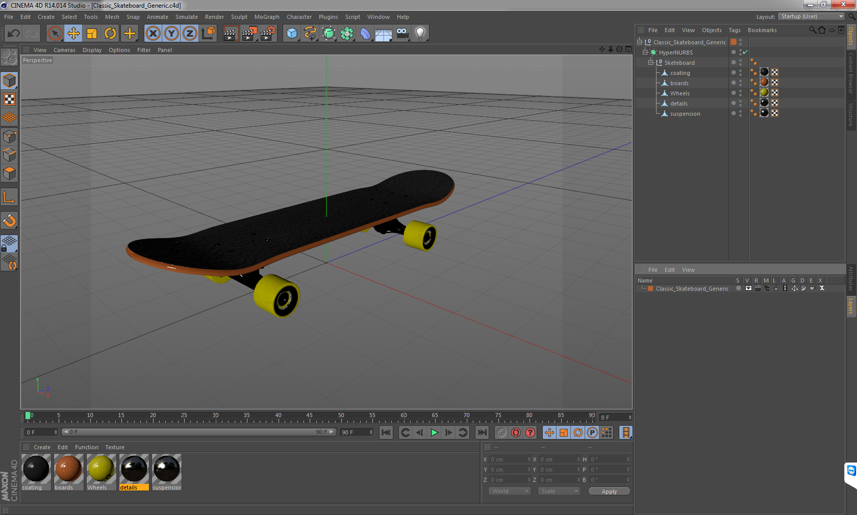 3D Classic Skateboard Generic