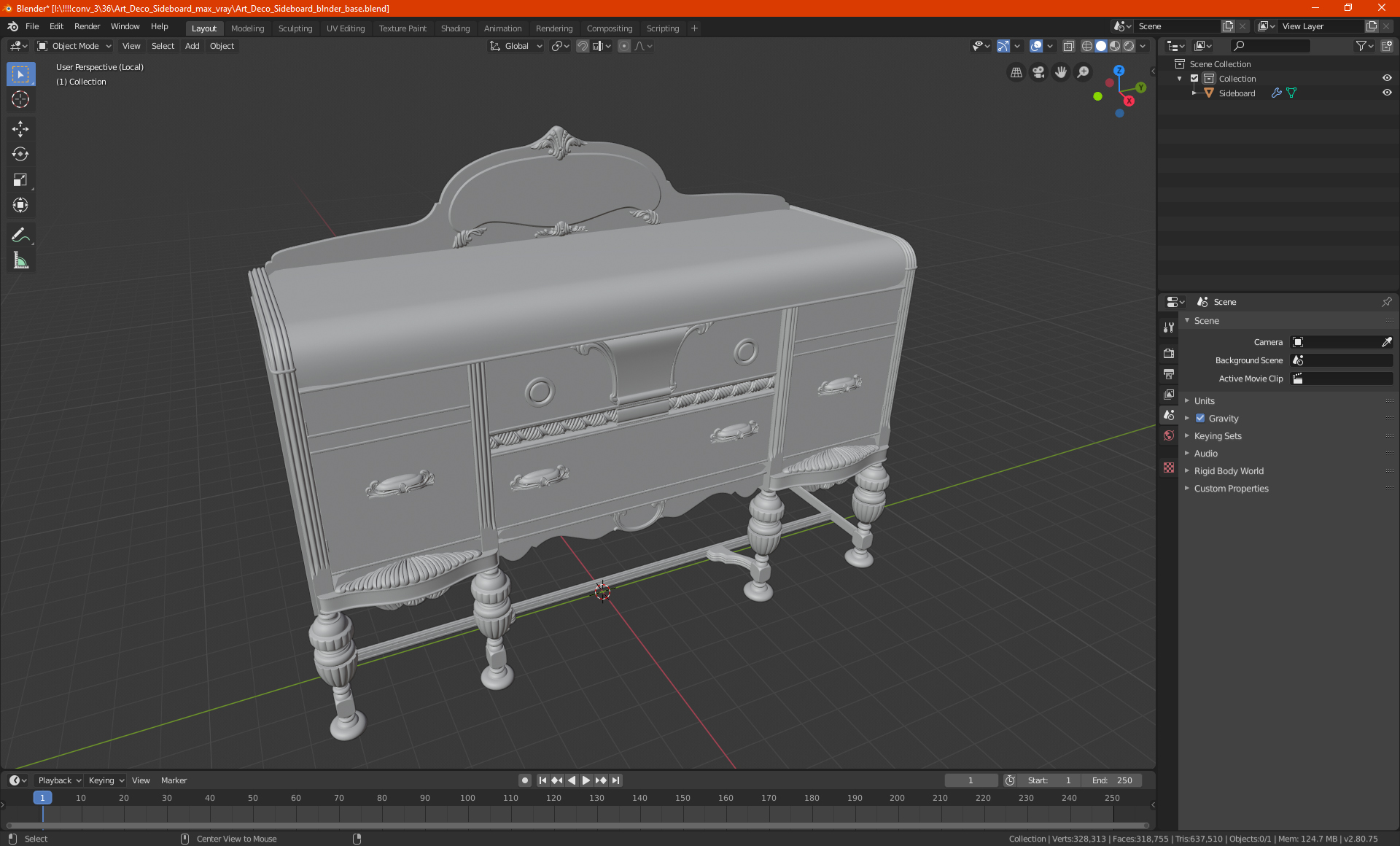 3D Art Deco Sideboard model