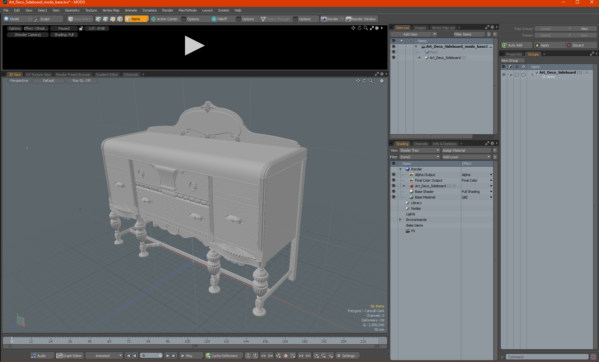 3D Art Deco Sideboard model