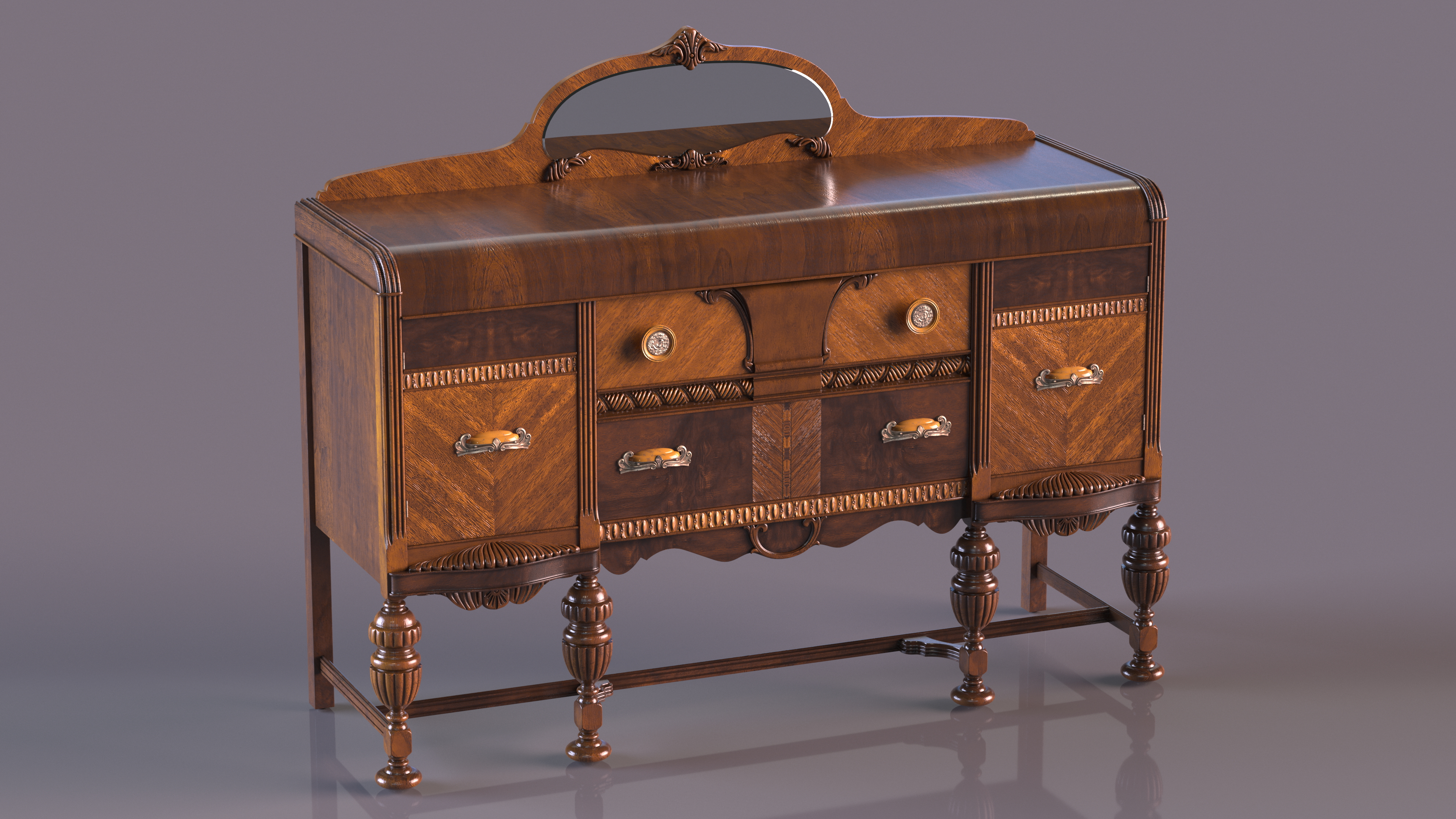 3D Art Deco Sideboard model