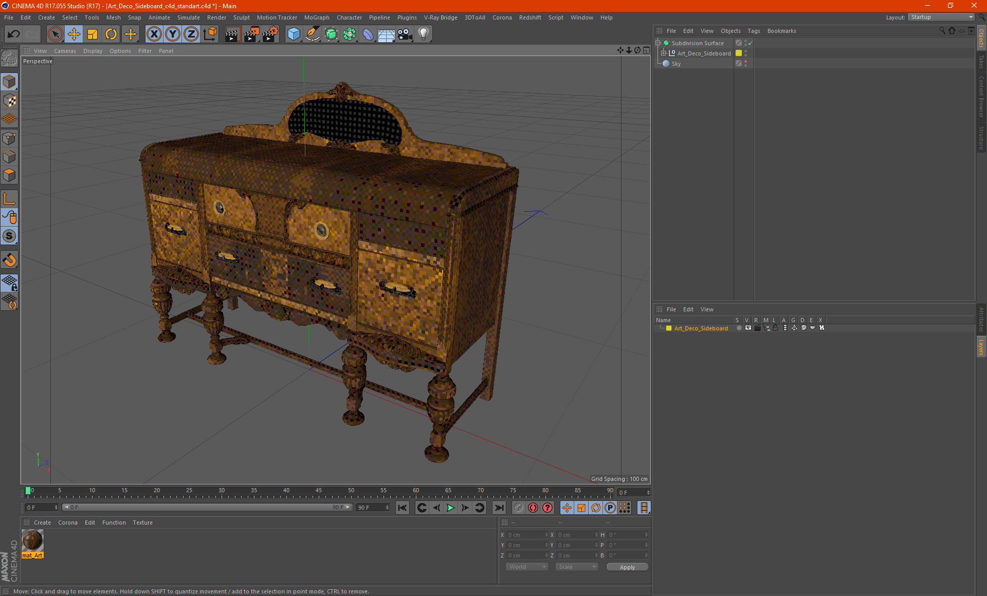 3D Art Deco Sideboard model