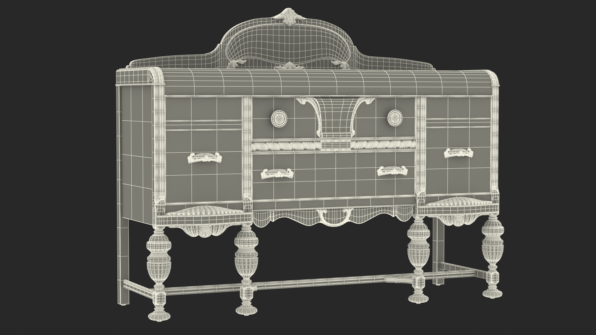 3D Art Deco Sideboard model