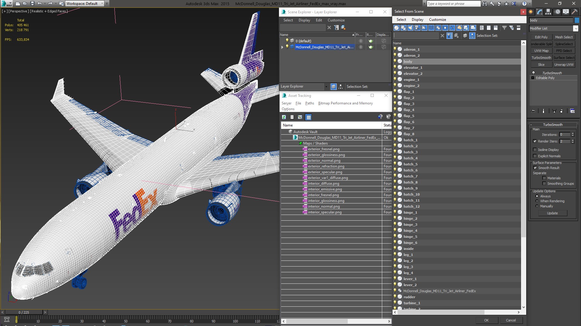 3D model McDonnell Douglas MD11 Tri Jet Airliner FedEx