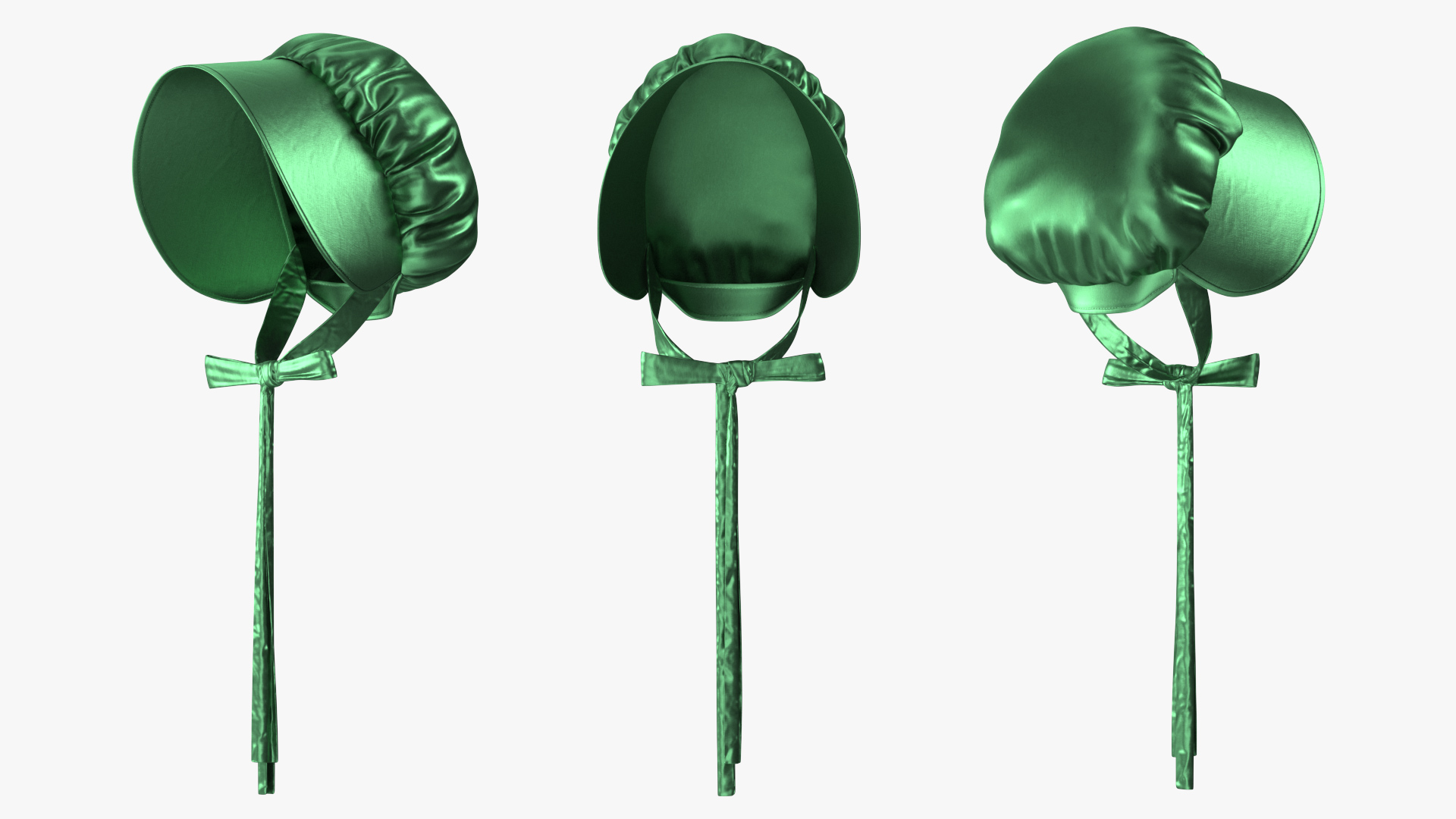 Satin Bonnet Hat Emerald 3D model