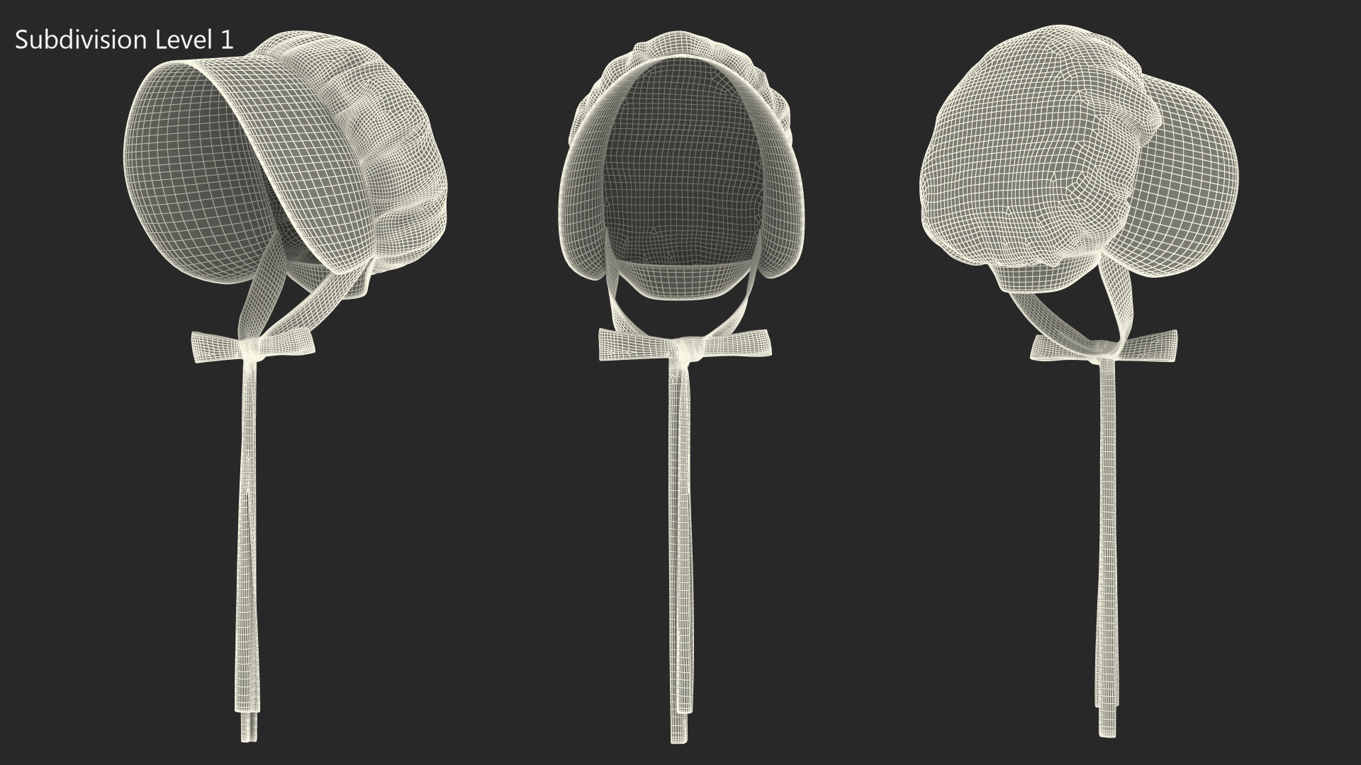 Satin Bonnet Hat Emerald 3D model