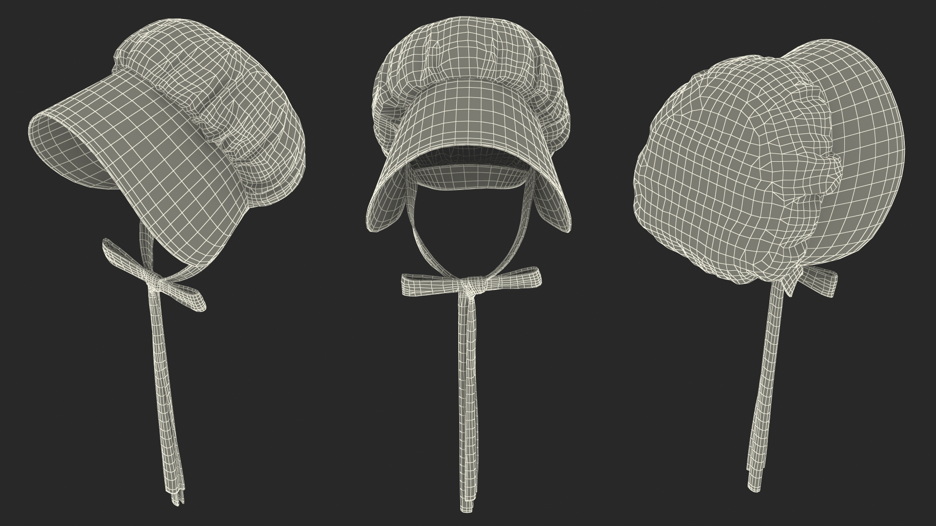 Satin Bonnet Hat Emerald 3D model