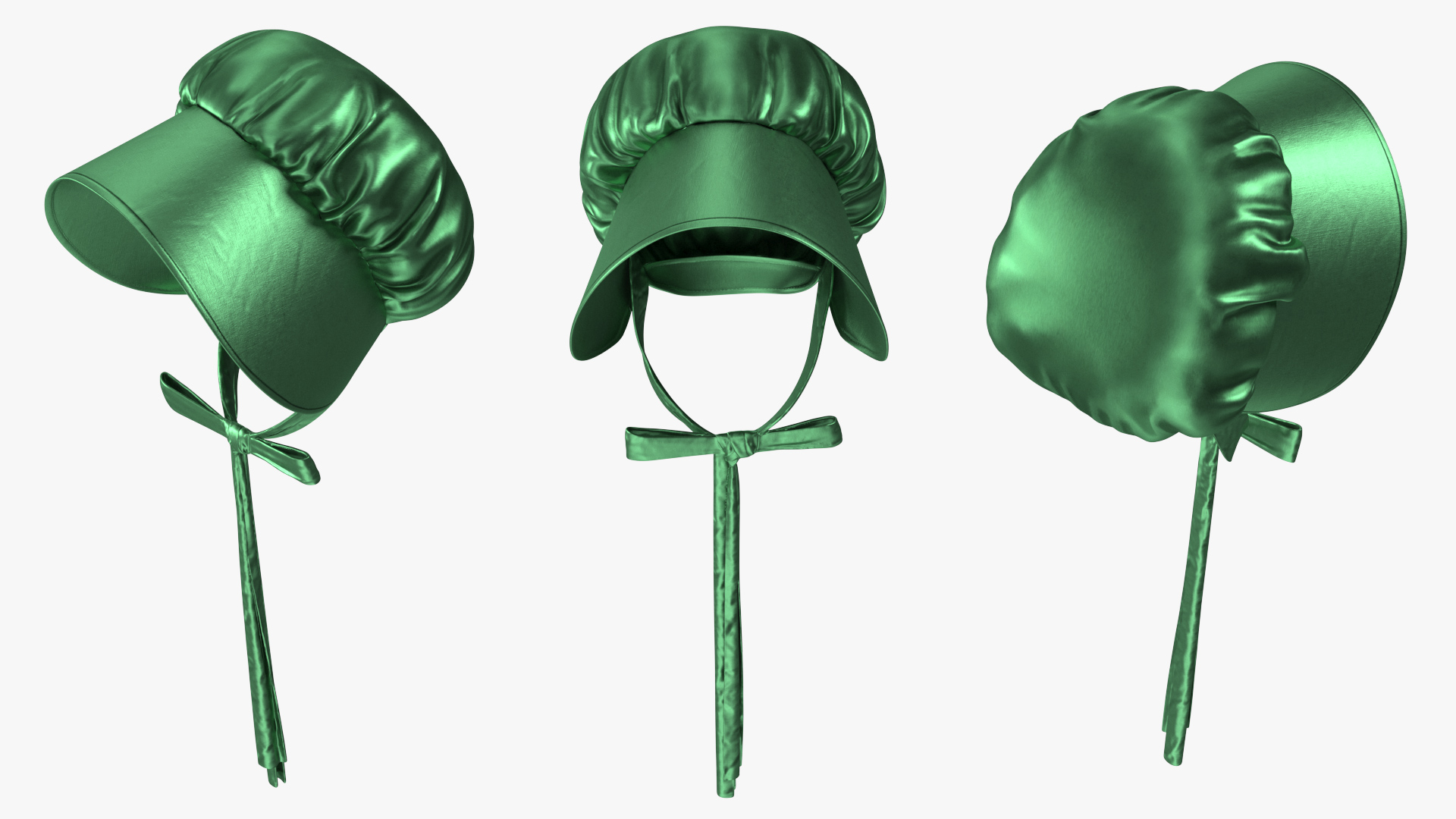 Satin Bonnet Hat Emerald 3D model