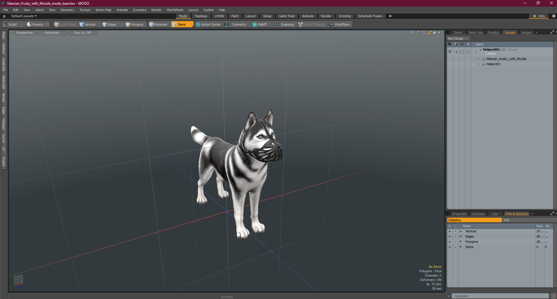 3D Siberian Husky with Muzzle