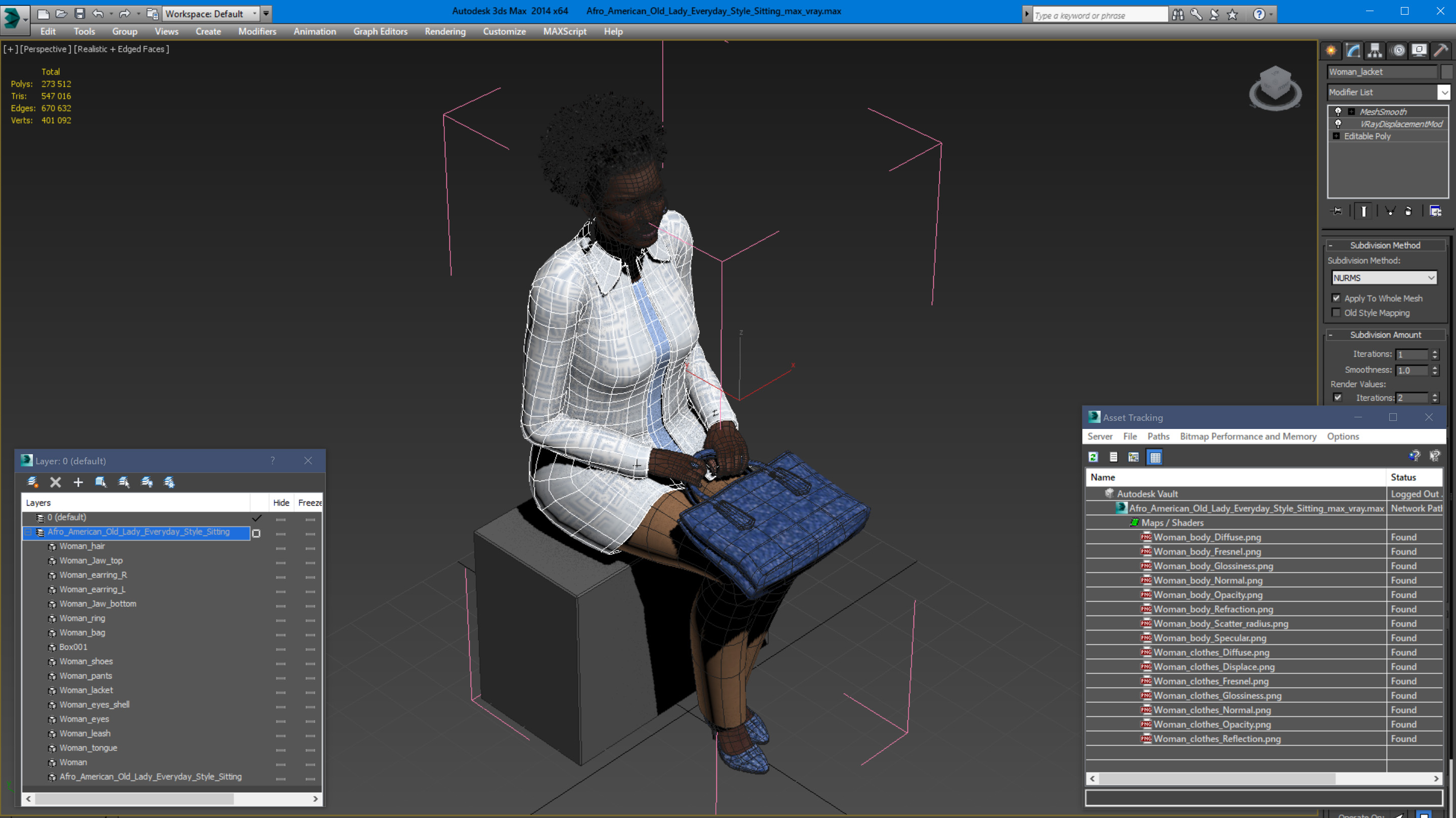 3D model Afro American Old Lady Everyday Style Sitting