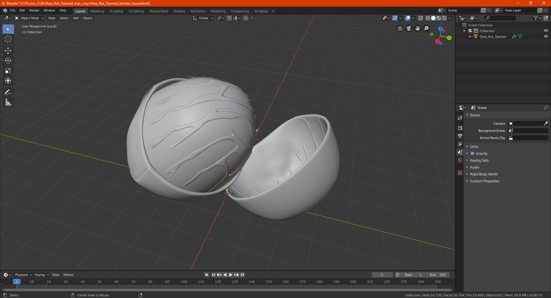 3D model Shea Nut Opened