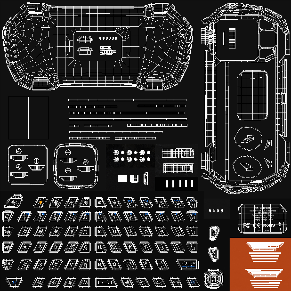 3D Portable Mini Wireless Keyboard Fosmon model