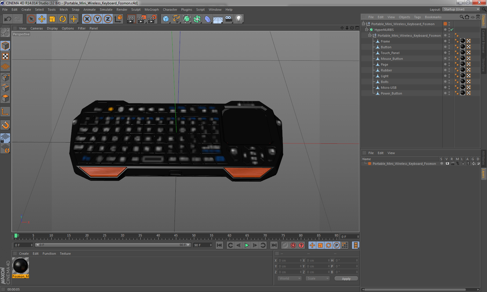 3D Portable Mini Wireless Keyboard Fosmon model