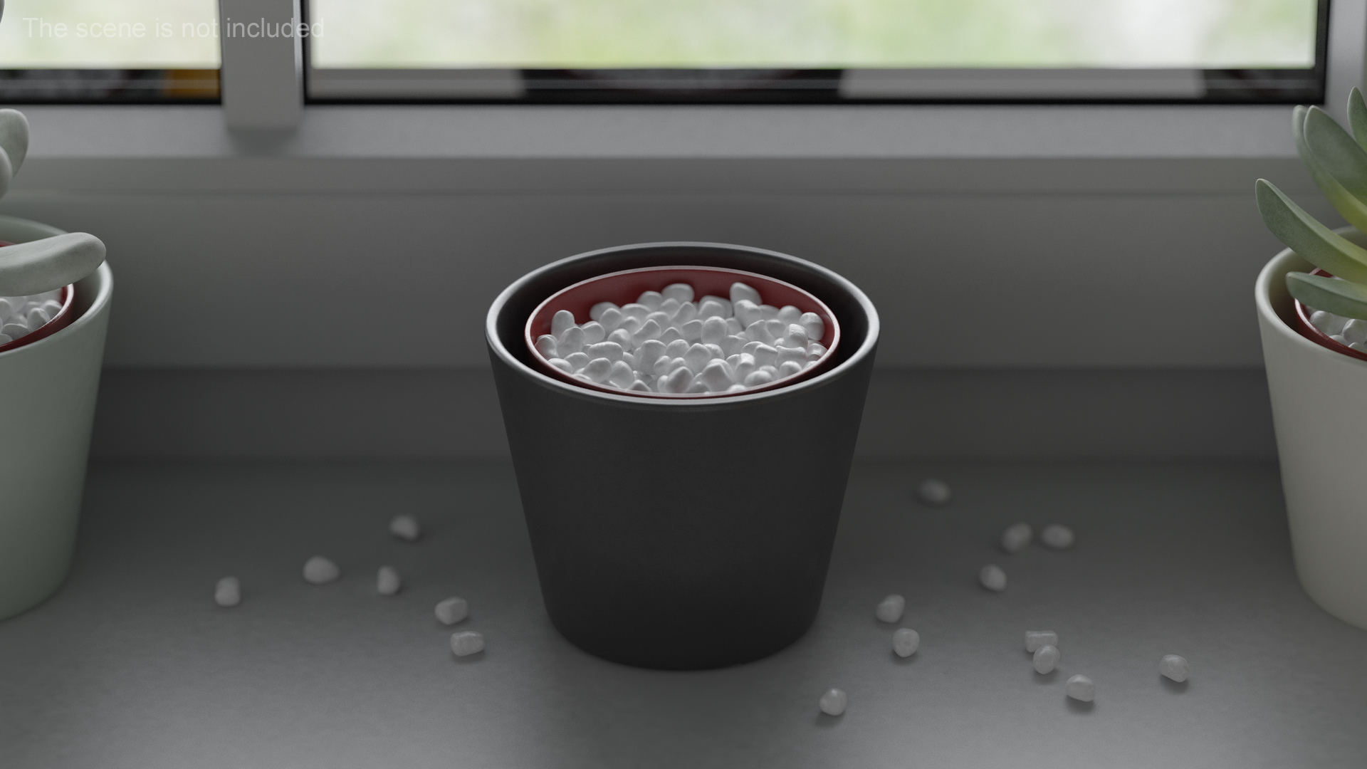 3D model Ceramic Planter With Marble Pebbles