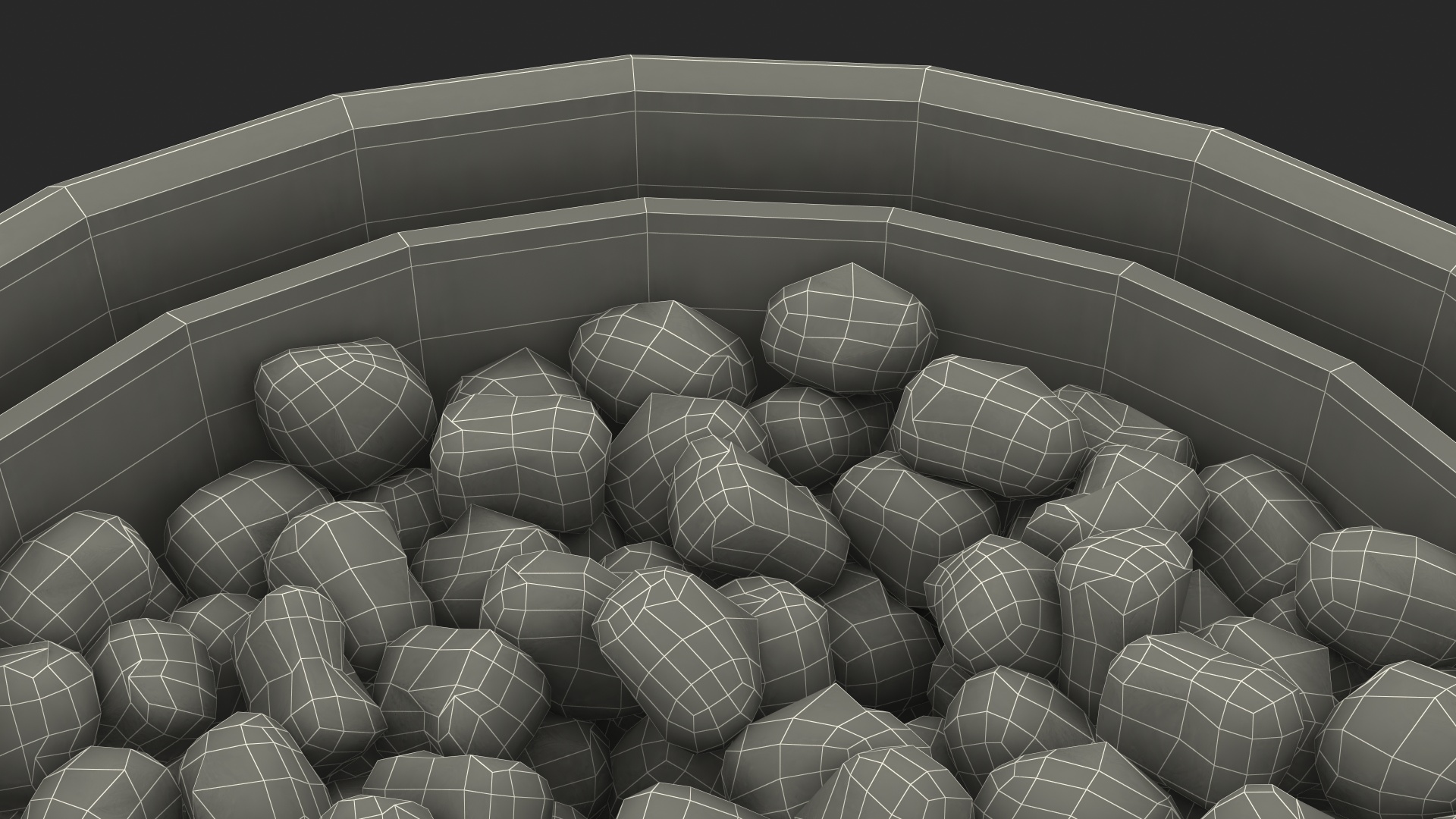 3D model Ceramic Planter With Marble Pebbles