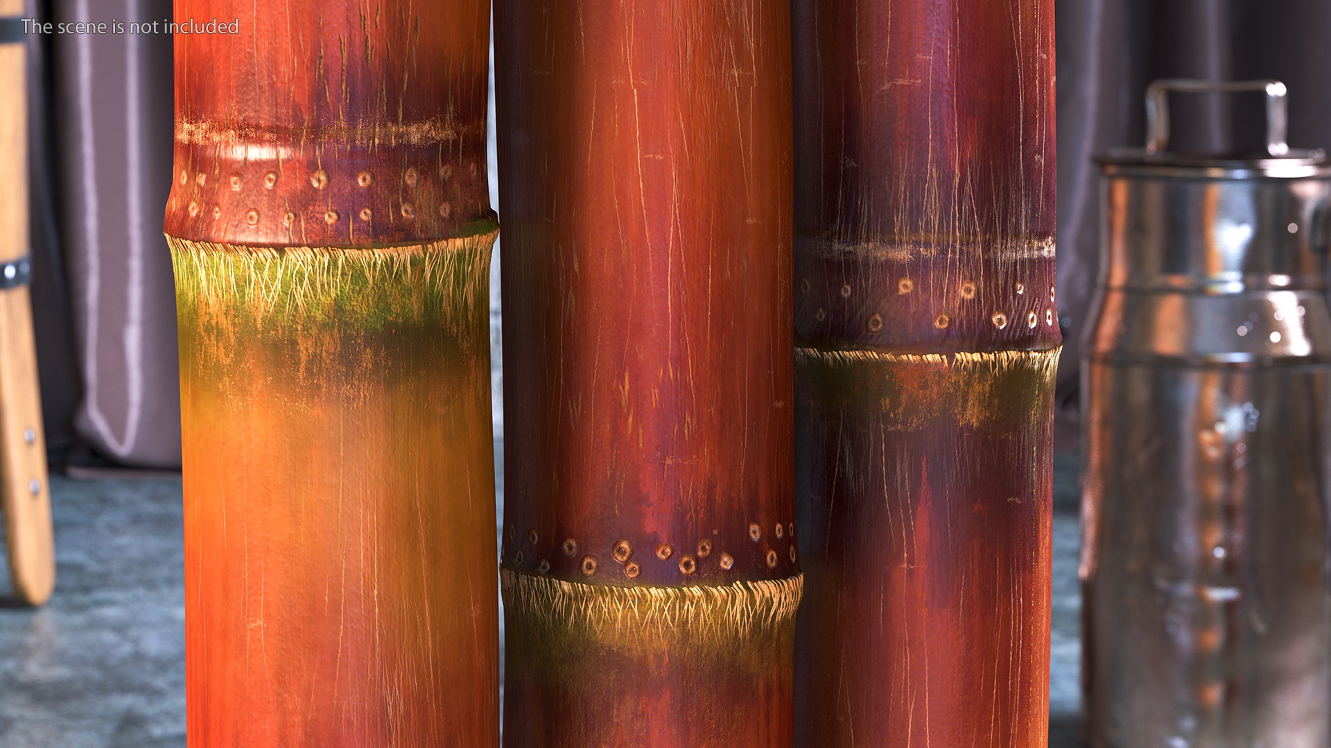 Brown Sugarcane Sticks 3D