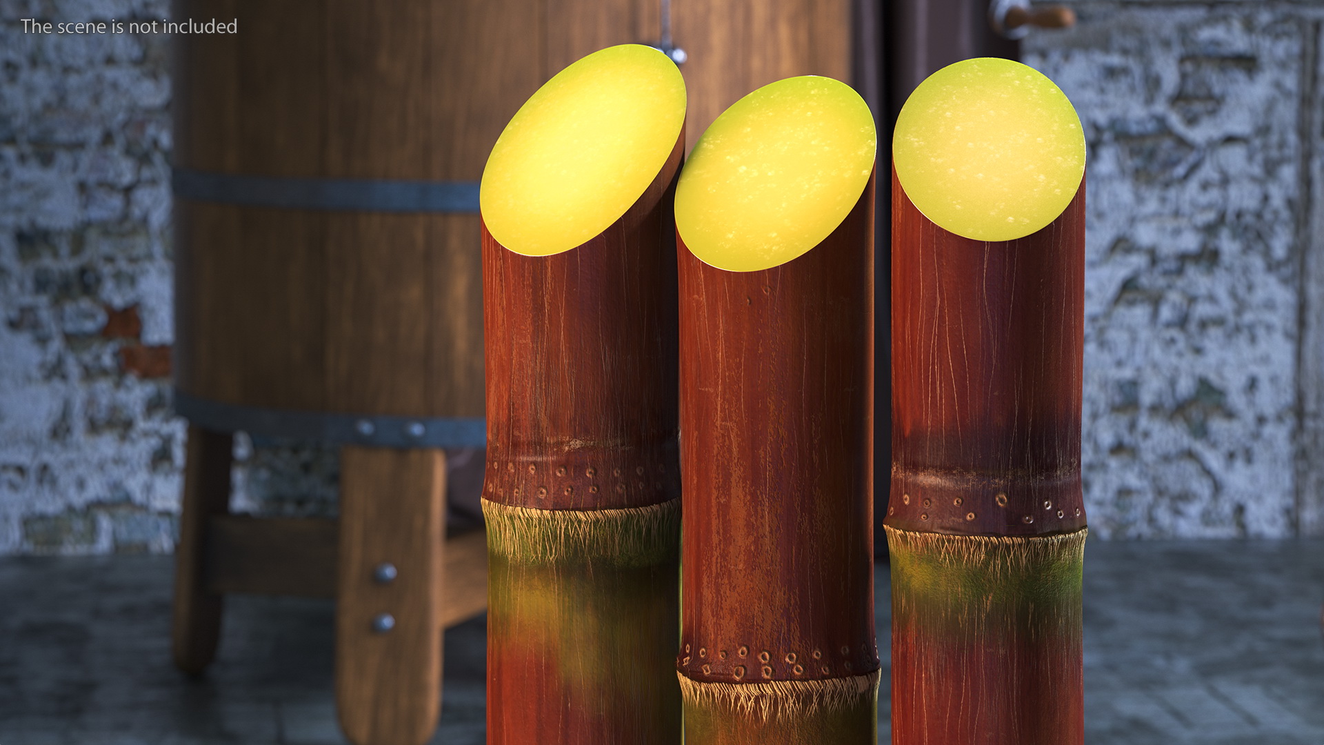 Brown Sugarcane Sticks 3D