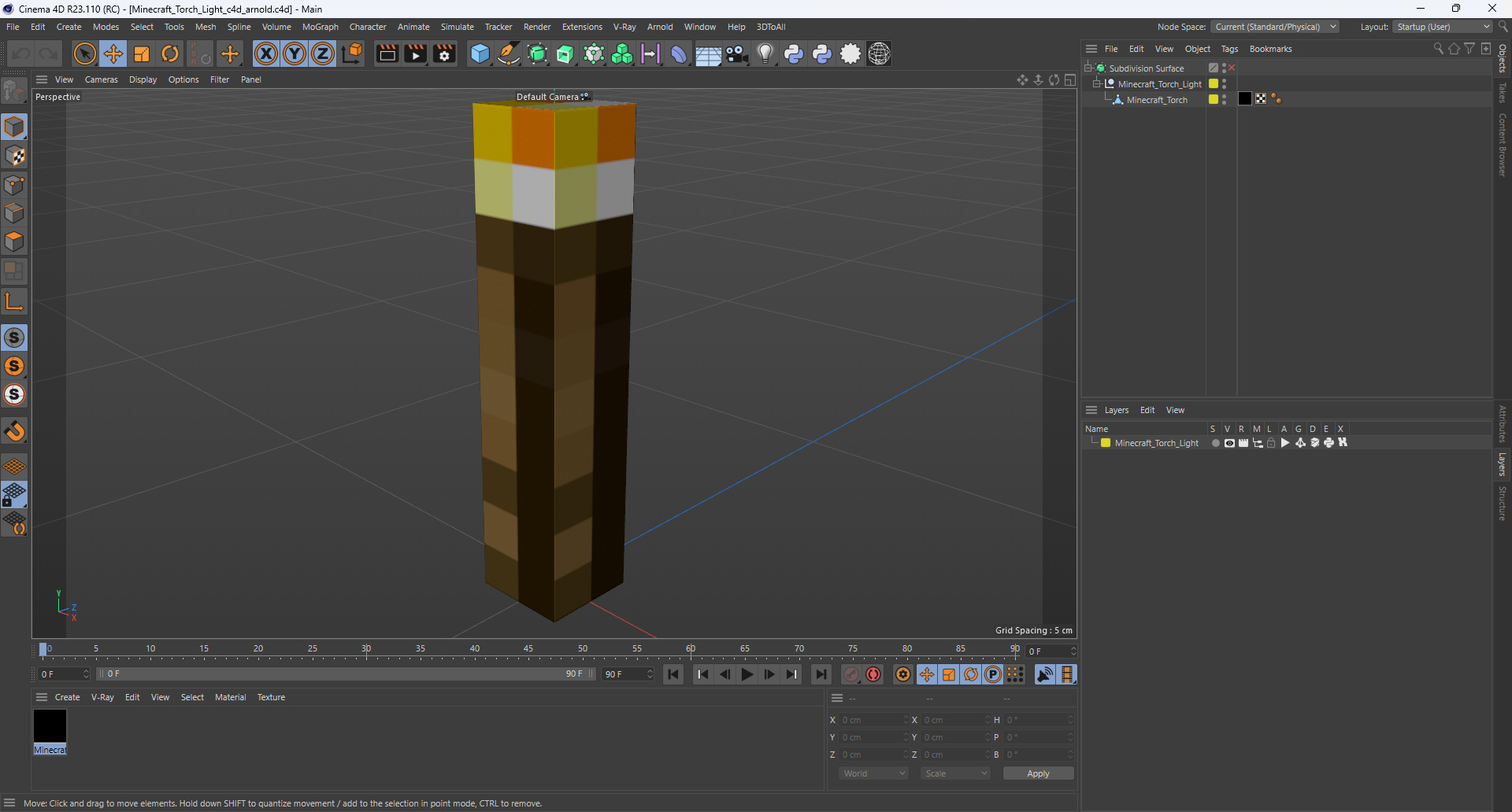 3D Minecraft Torch Light
