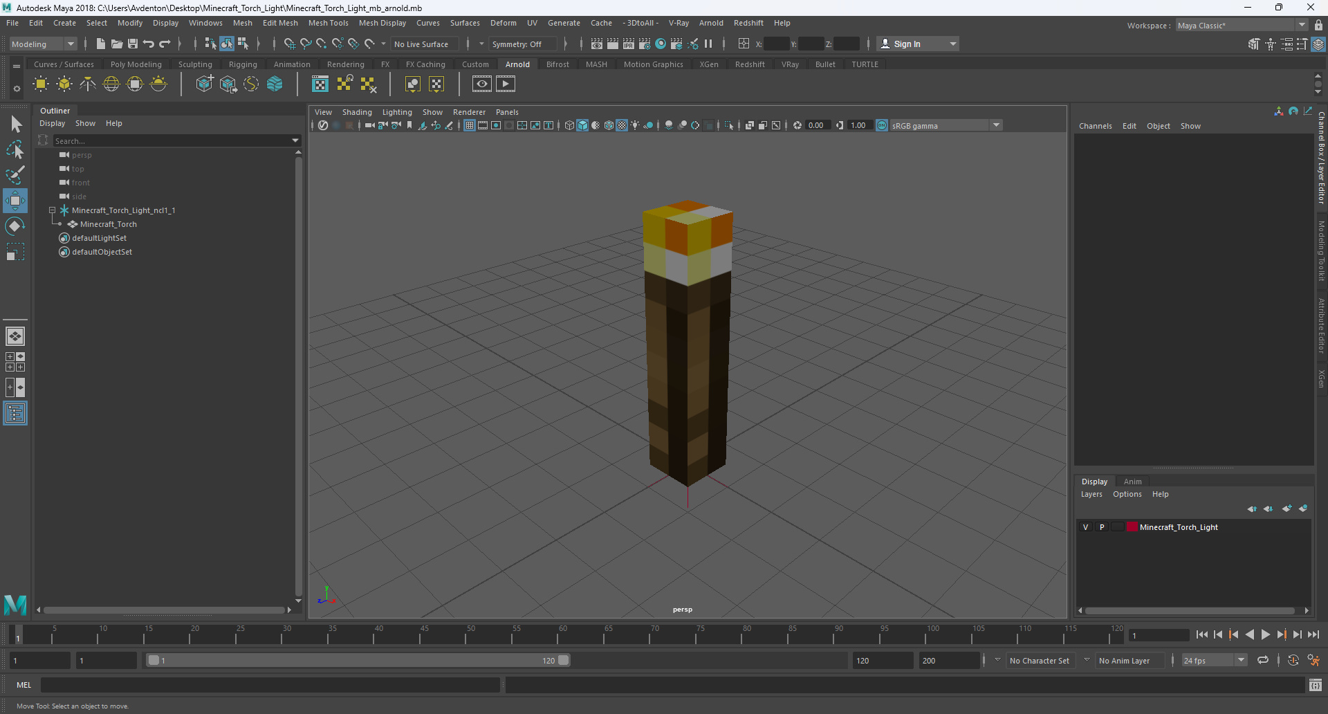 3D Minecraft Torch Light
