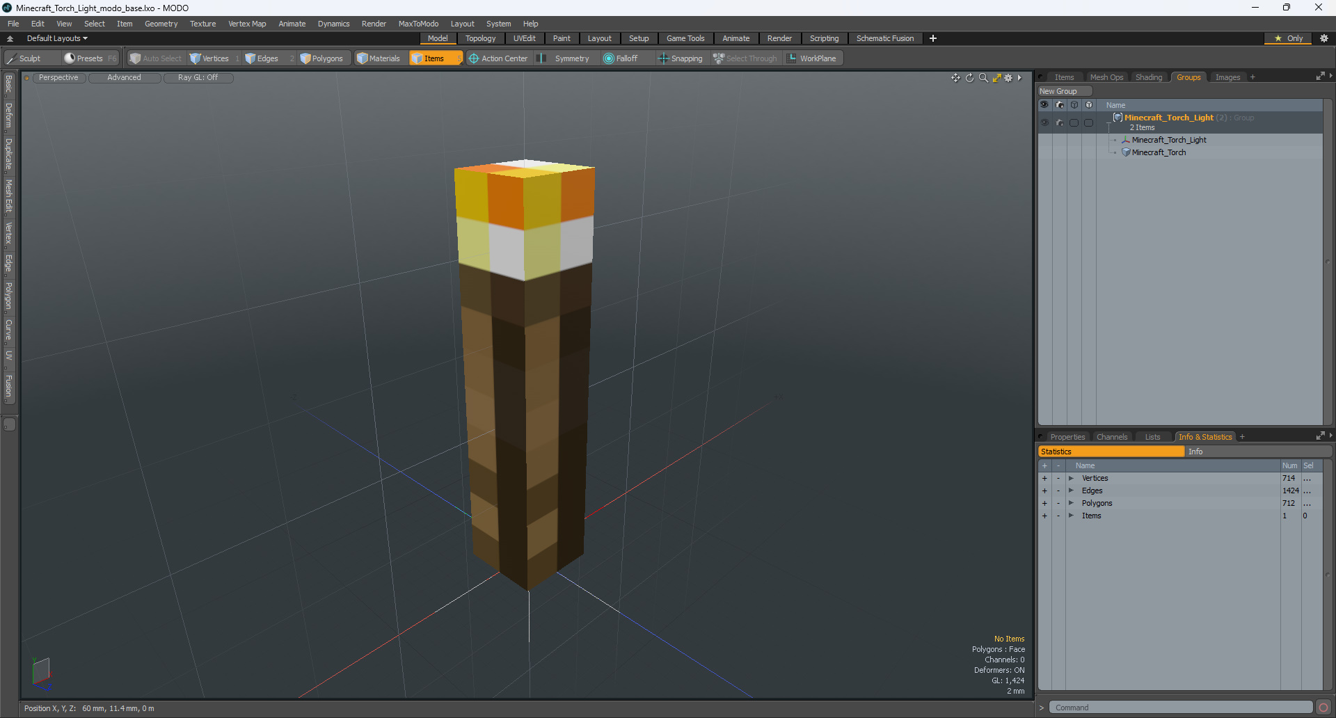 3D Minecraft Torch Light