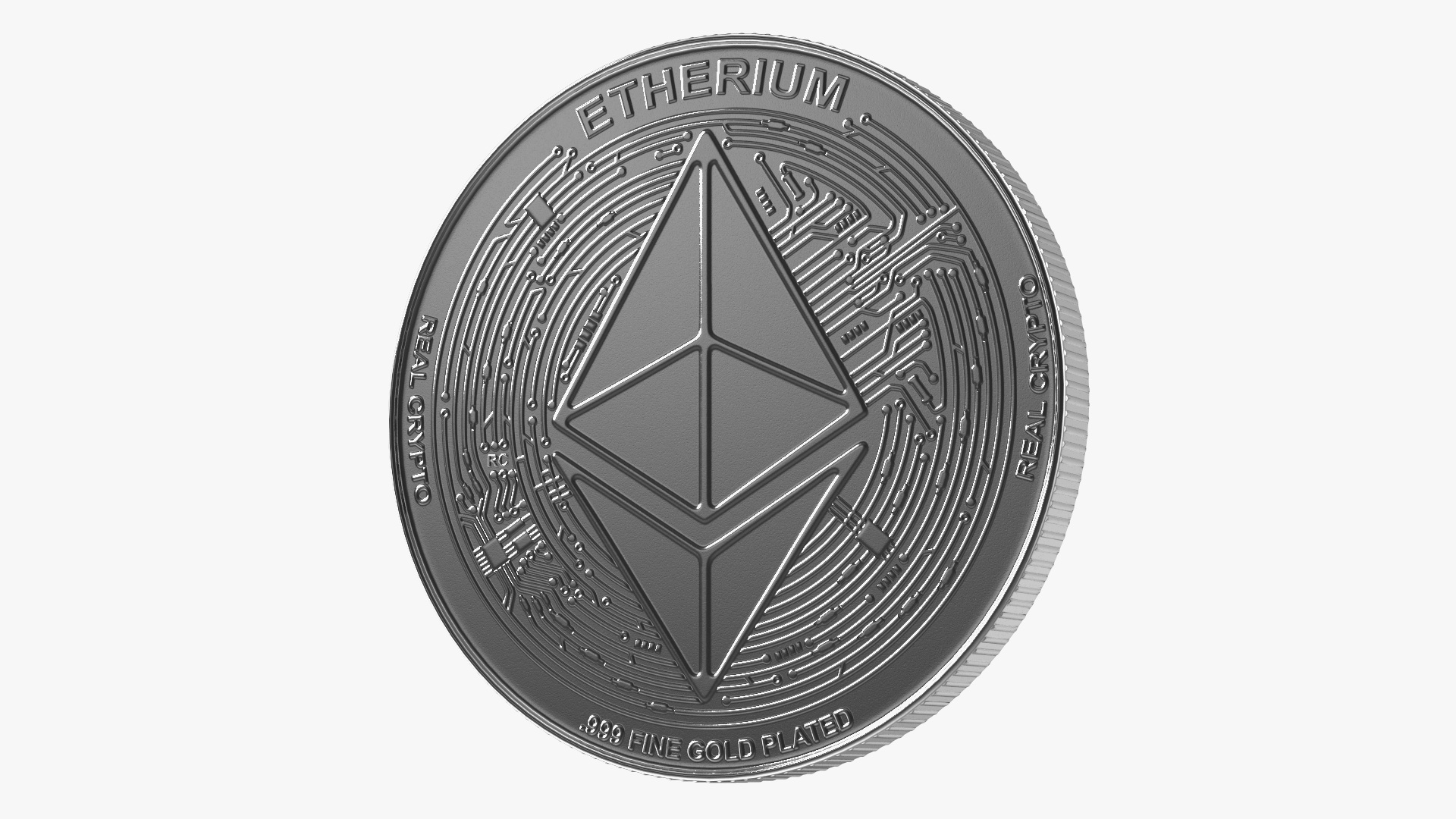 Ethereum ETH Silver Coin 3D model