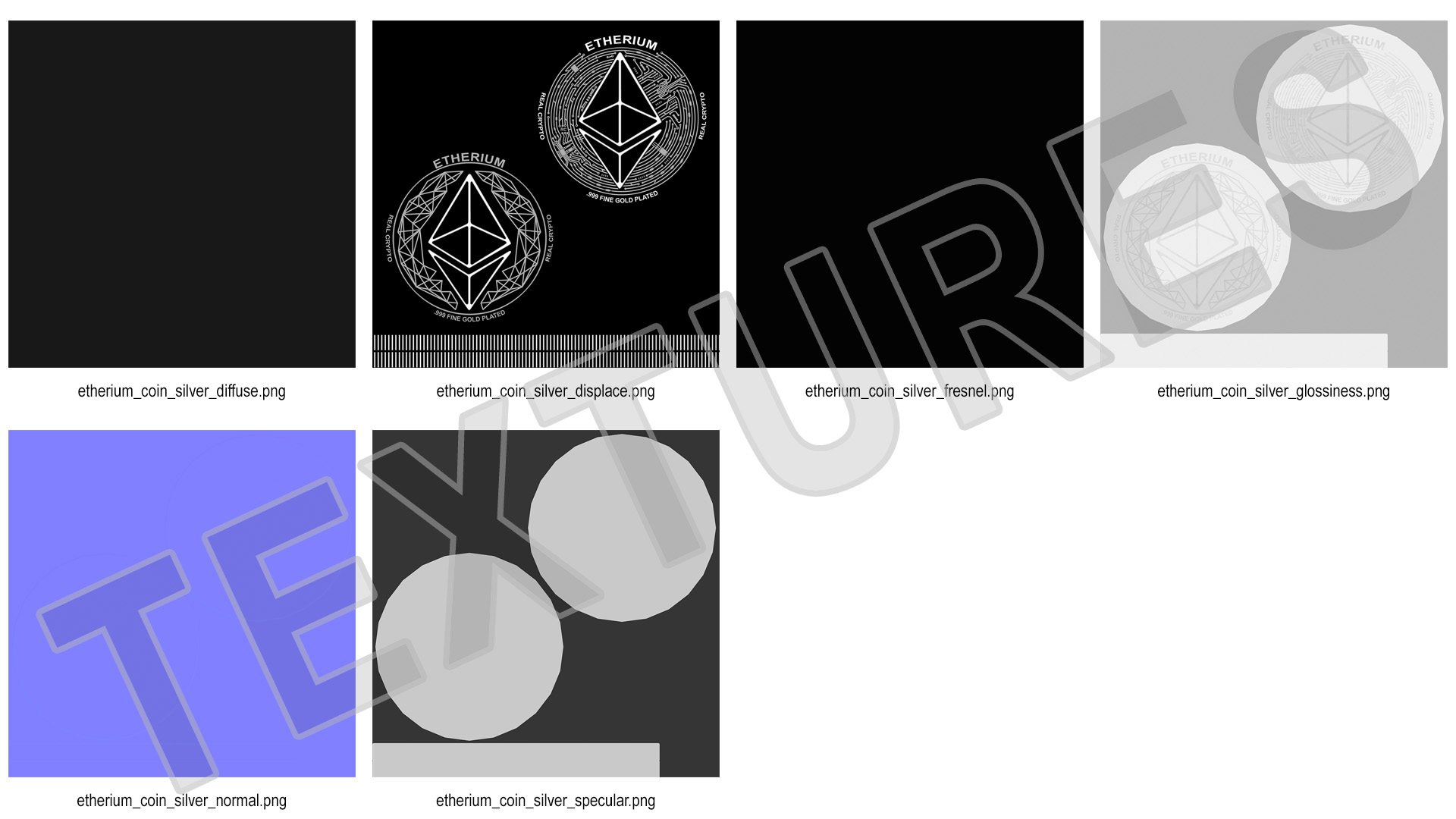 Ethereum ETH Silver Coin 3D model