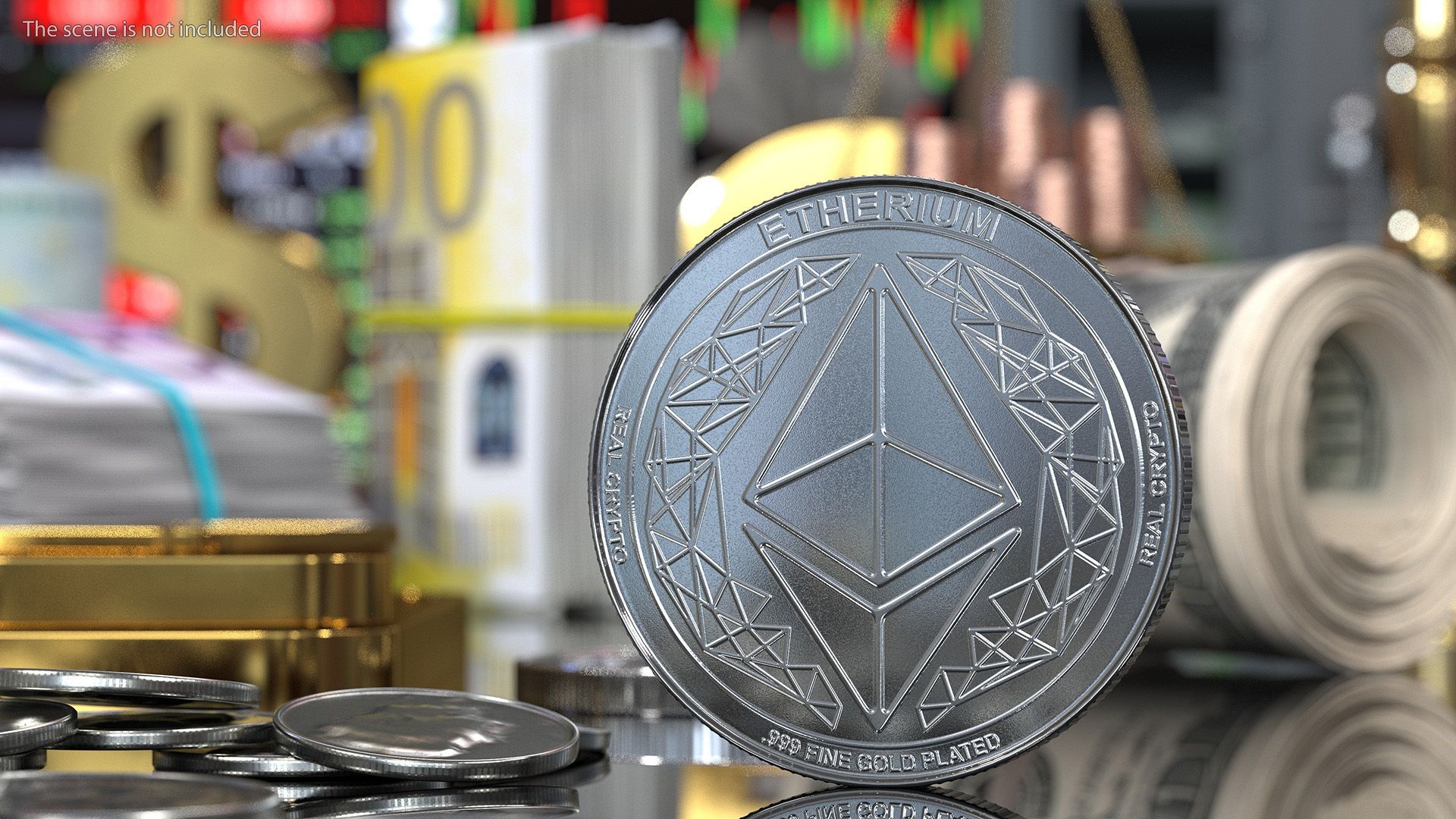 Ethereum ETH Silver Coin 3D model