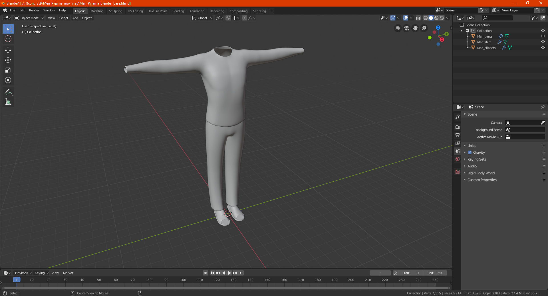 3D model Men Pyjama