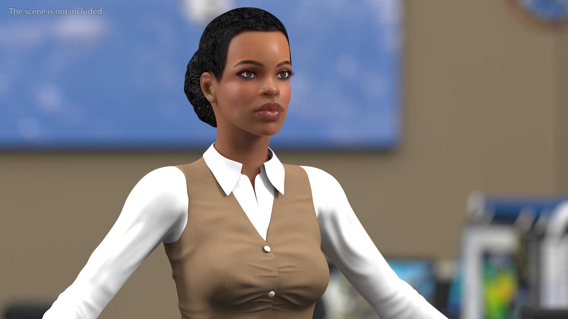 3D Light Skin Business Style Woman T Pose model