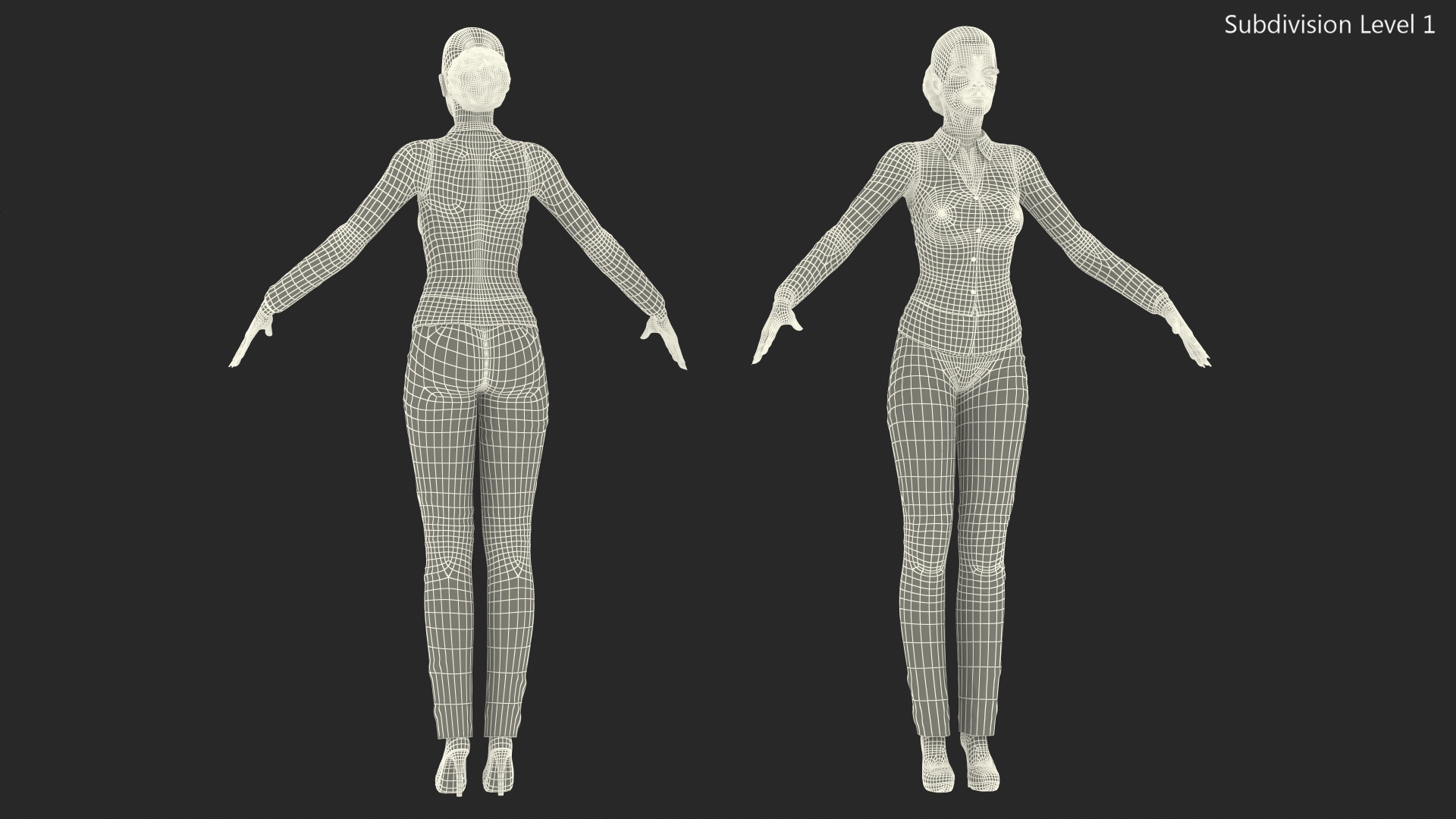 3D Light Skin Business Style Woman T Pose model
