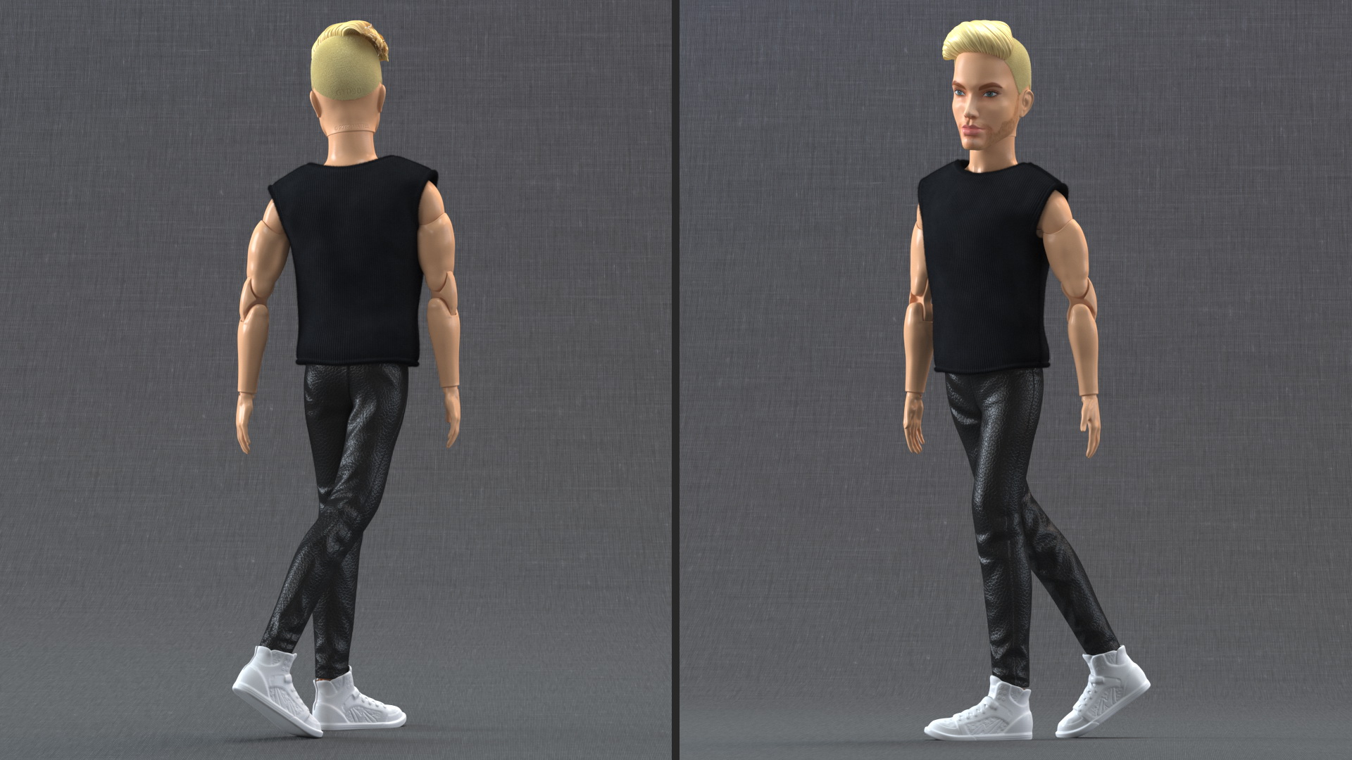 3D Barbie Ken GTD90 Dressed Walking Pose Fur