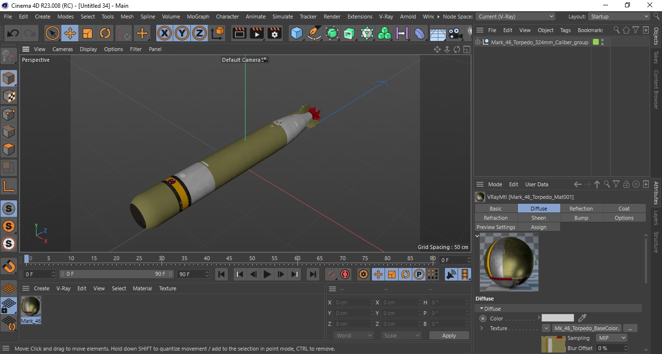 Mark 46 Torpedo 324mm Caliber 3D model